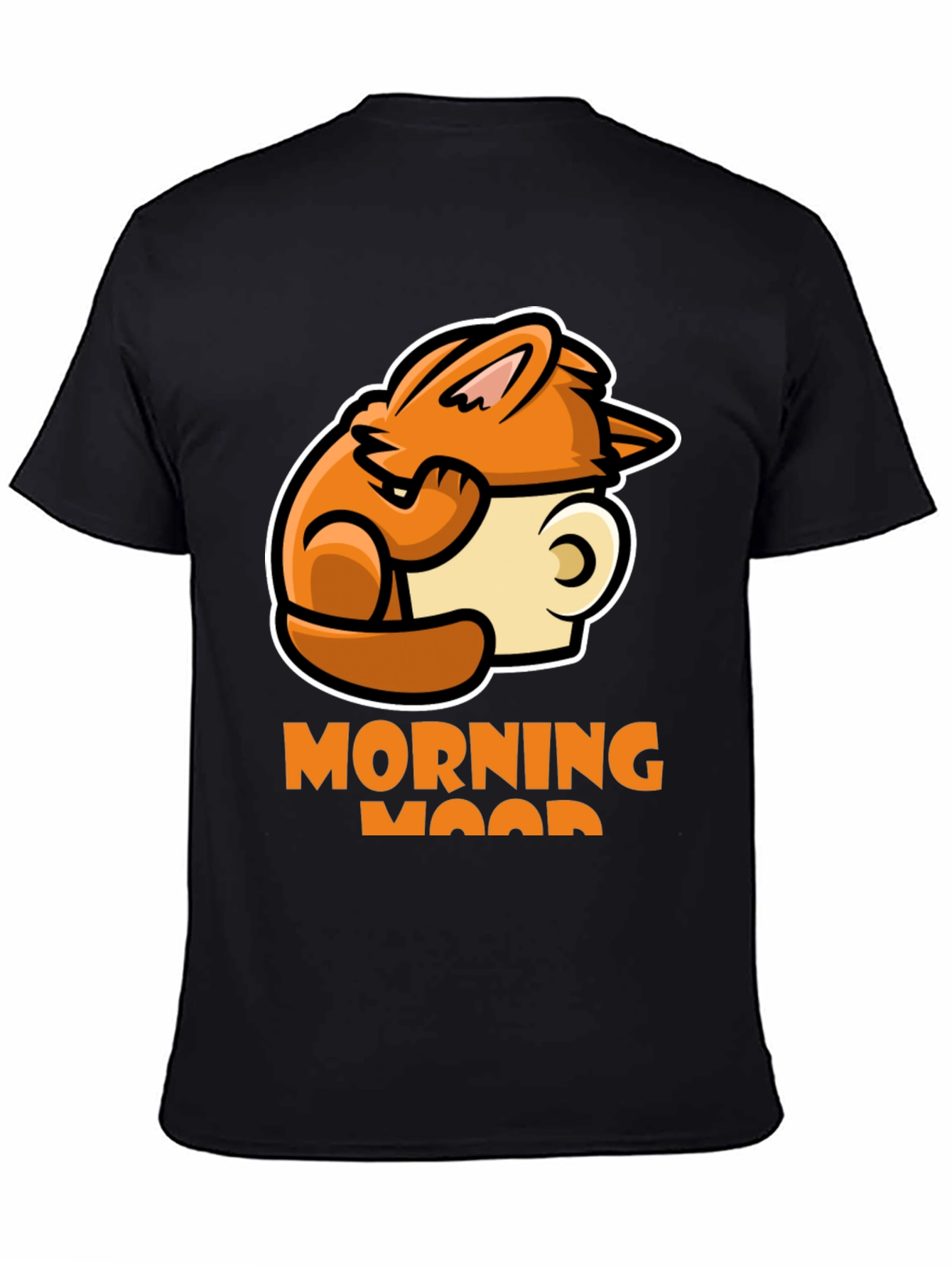 Black Morning Mood Graphic Tee - Cozy Rabbit Coffee Design view 4