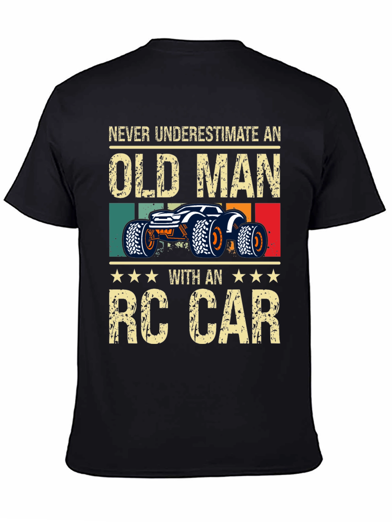 Black Old Man RC Car T-Shirt - Fun Hobby Tee view 4