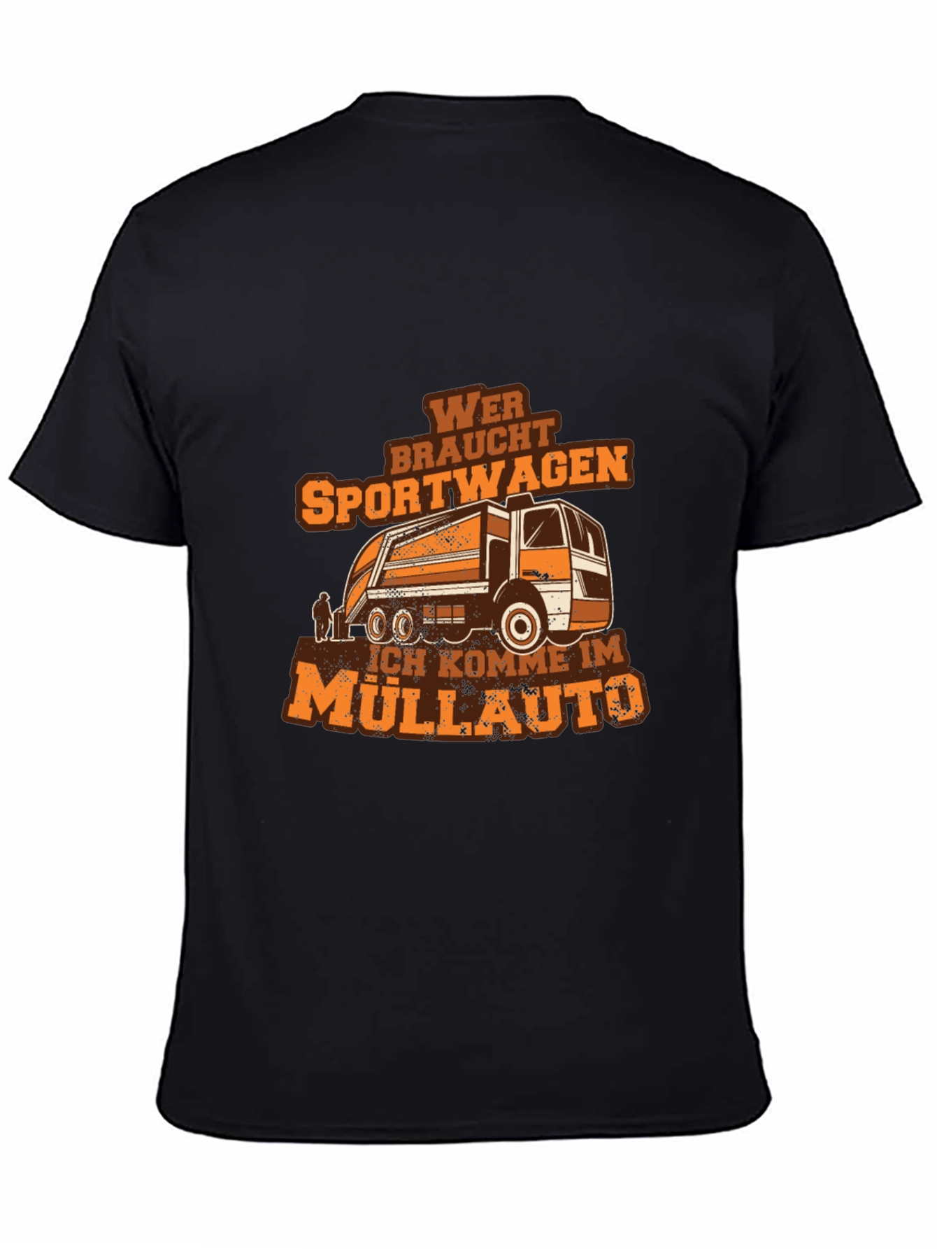 Black Funny Garbage Truck T-Shirt - Müllauto Design view 4