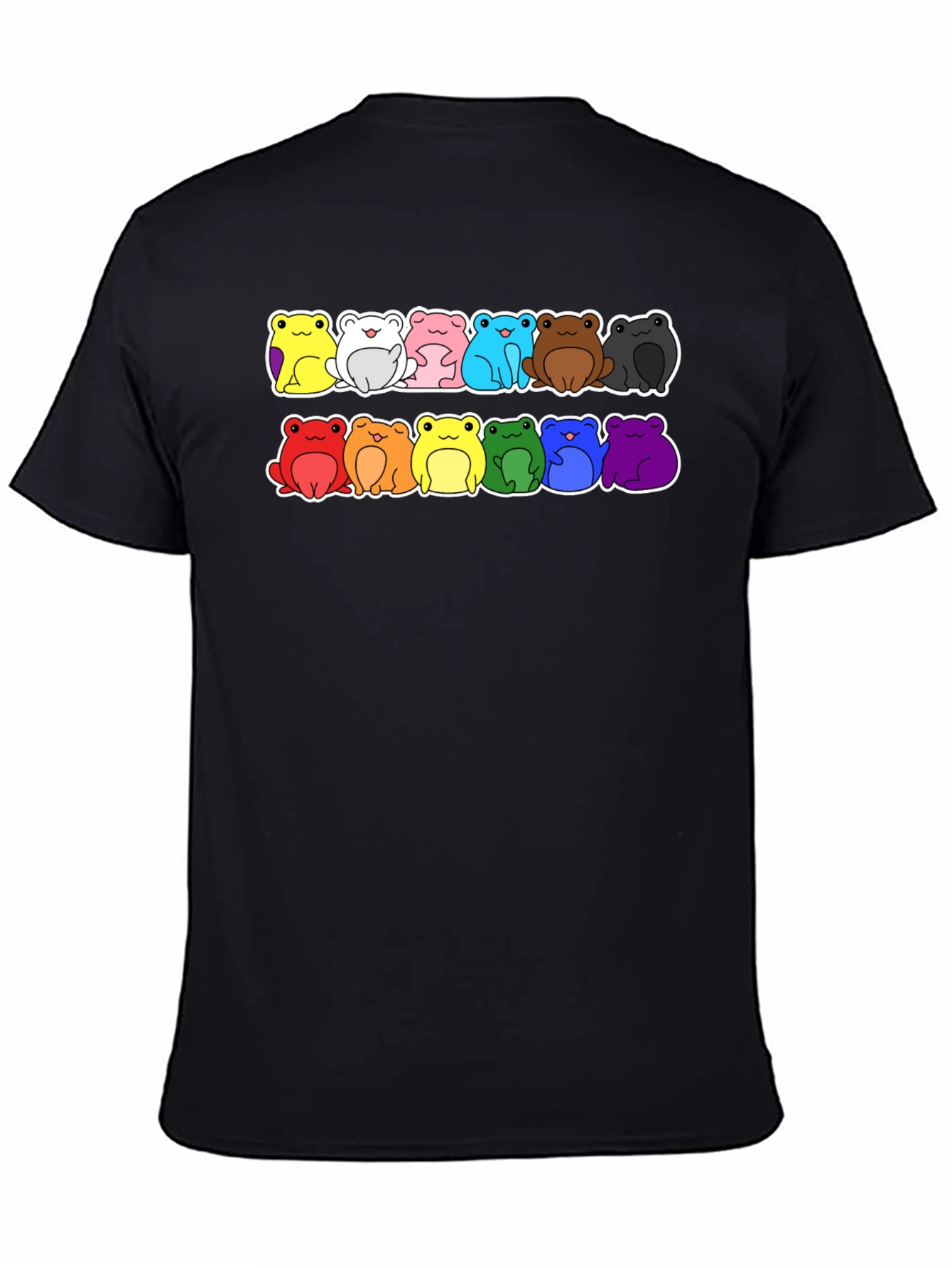Black Rainbow Frog T-Shirt - Black Cotton Crew Neck Tee view 4