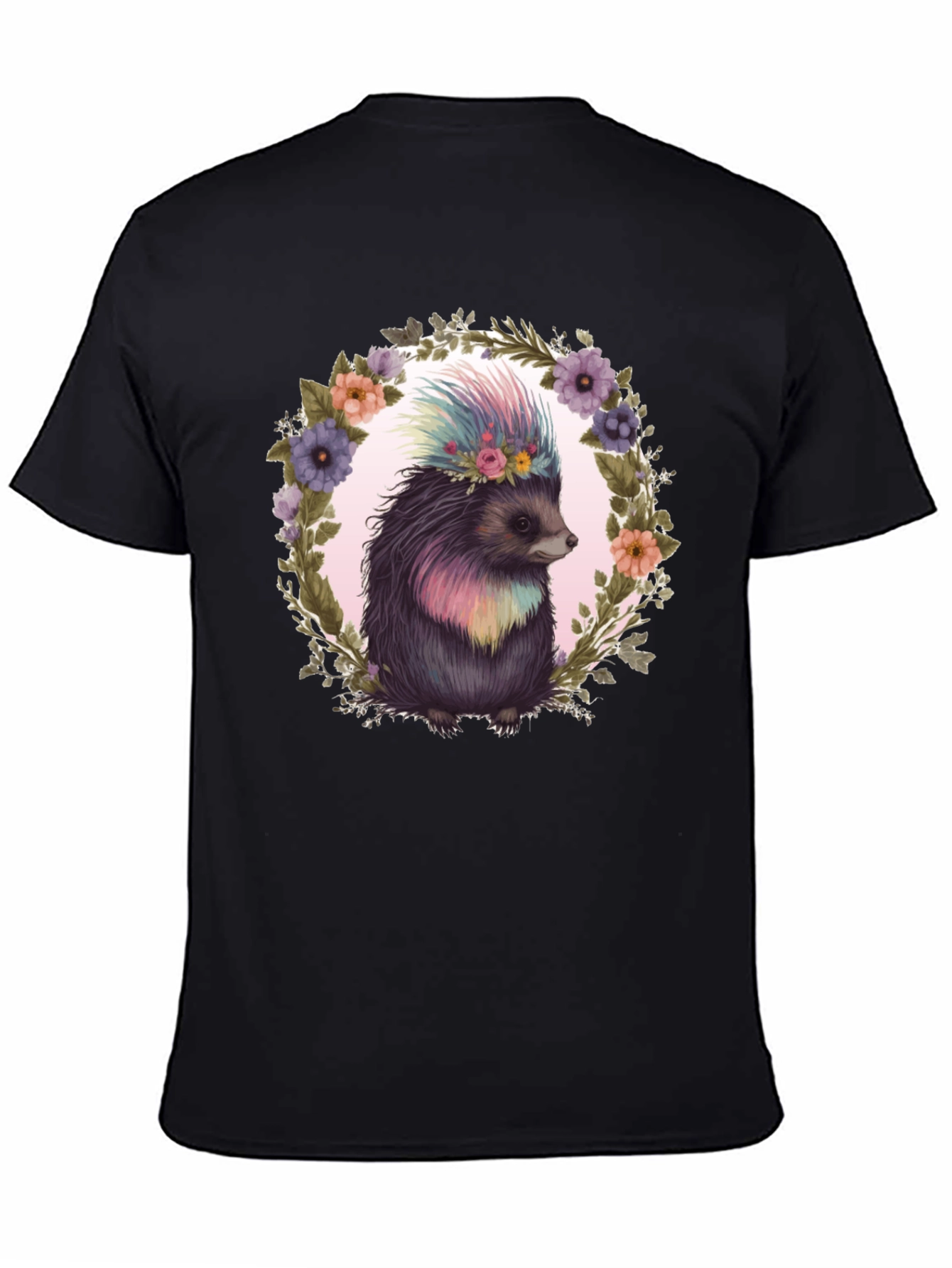 Black Floral Hedgehog Graphic Tee view 4