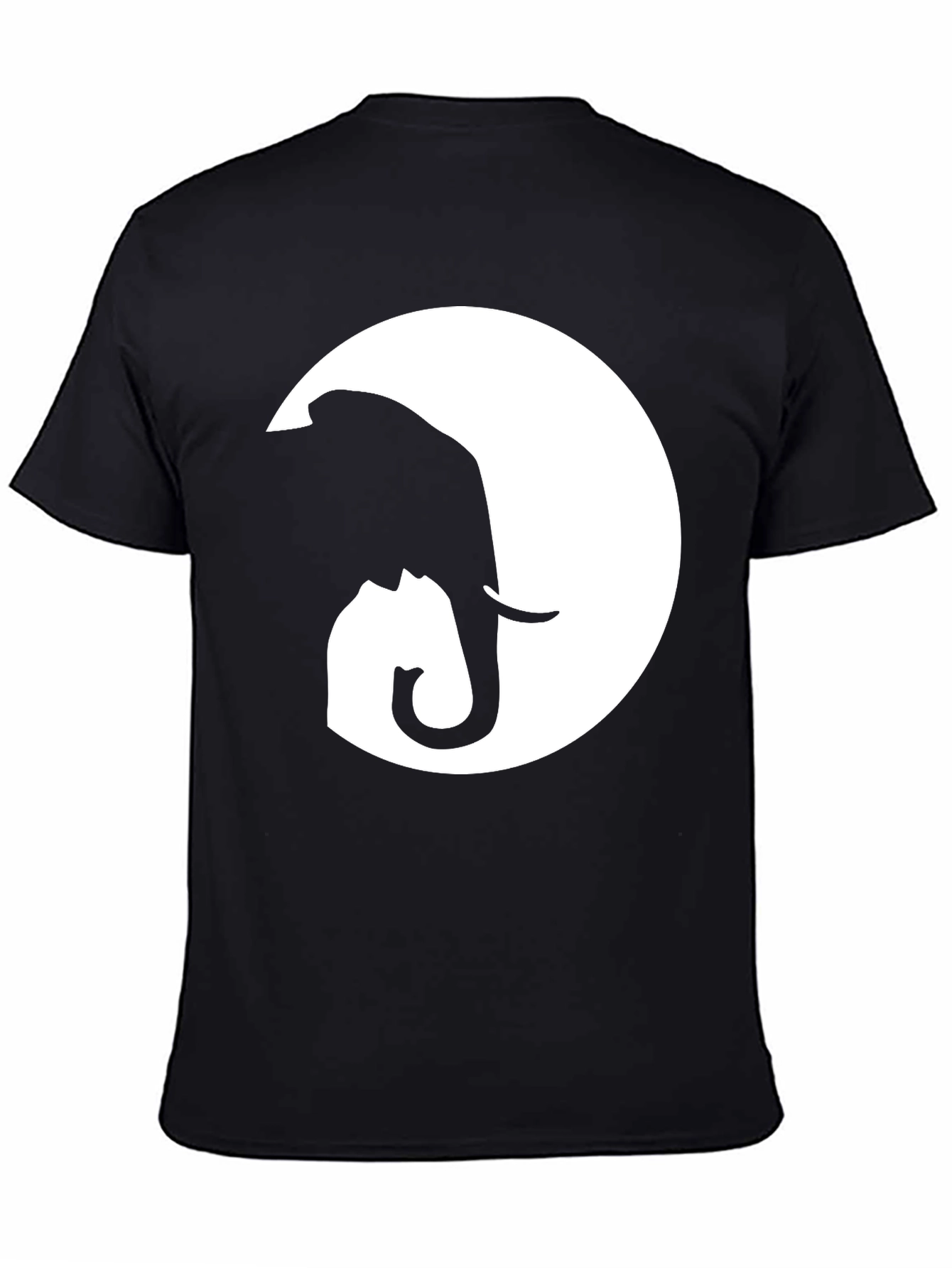 Black Elephant Silhouette Graphic Tee - Black Cotton Comfort view 4