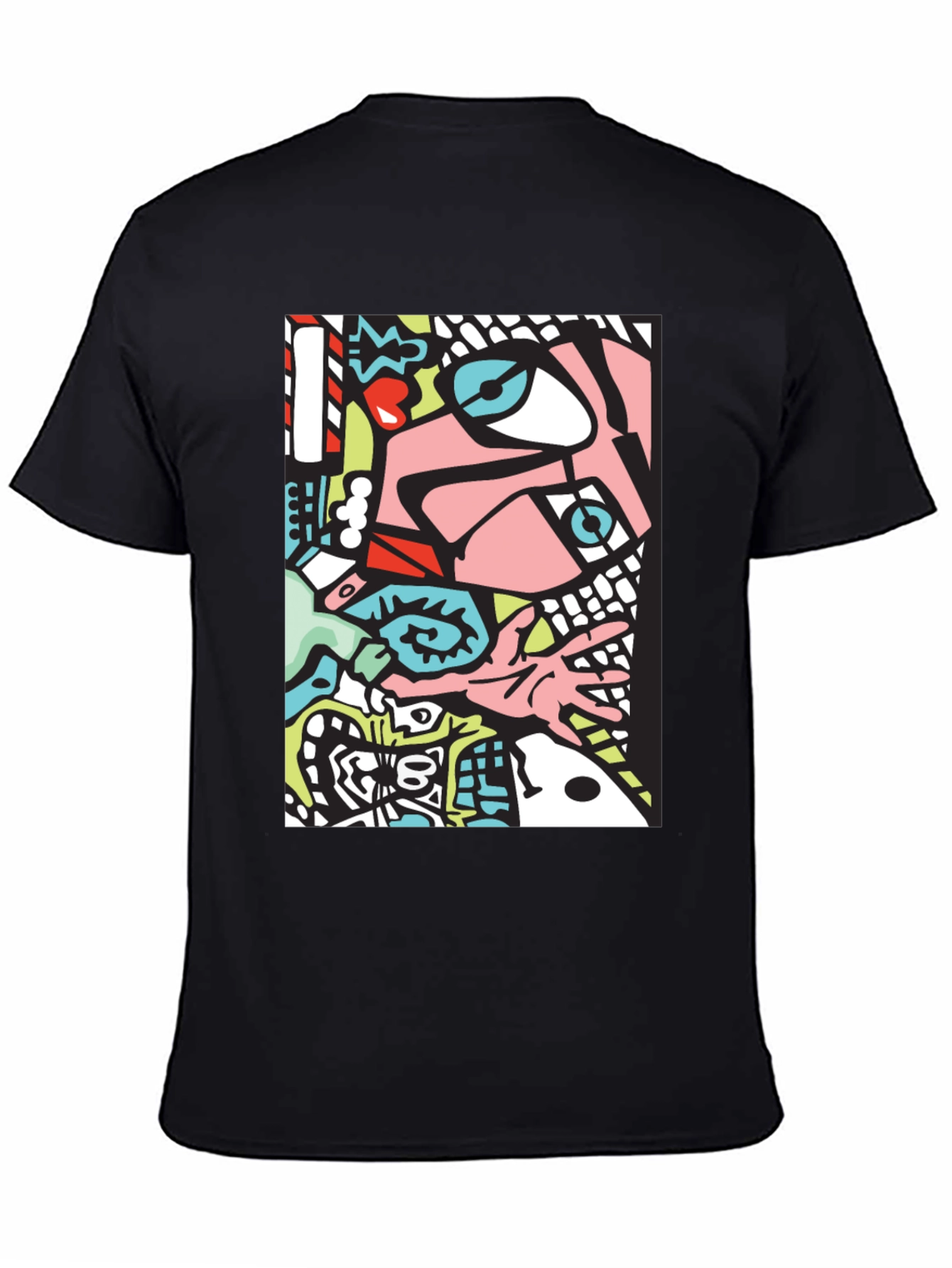 Black Abstract Graphic Print Black Crew Neck T-Shirt view 4