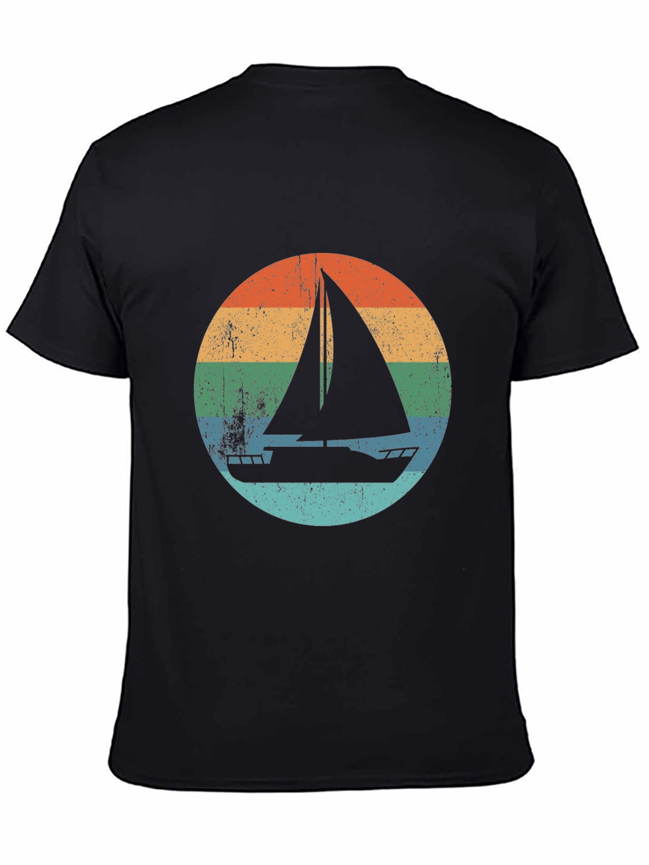 Black Vintage Sailboat T-Shirt - Retro Nautical Design view 4