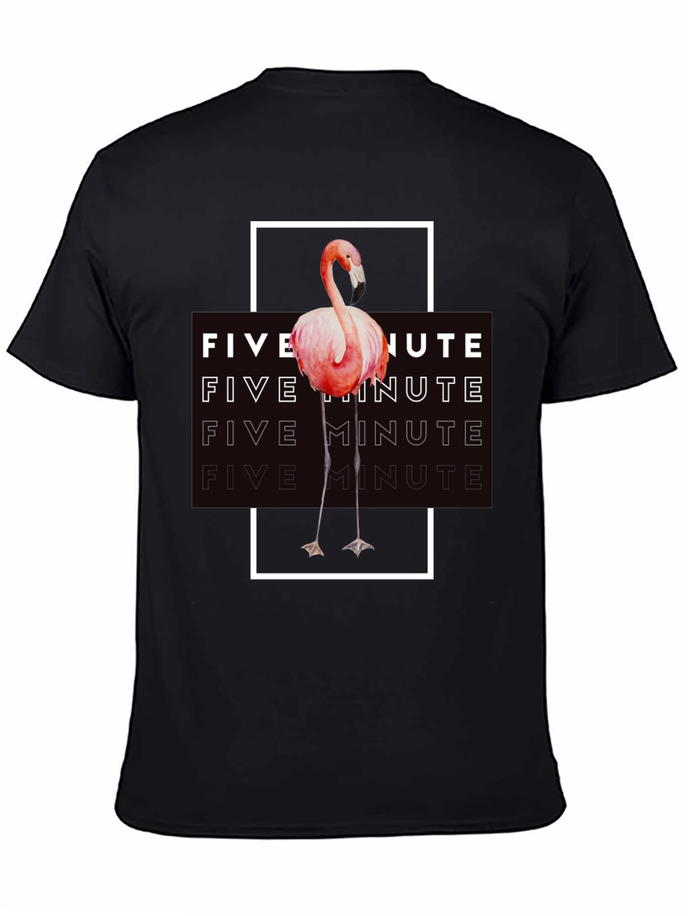 Black Five Minute Flamingo Graphic Tee - Trendy Black T-Shirt view 4