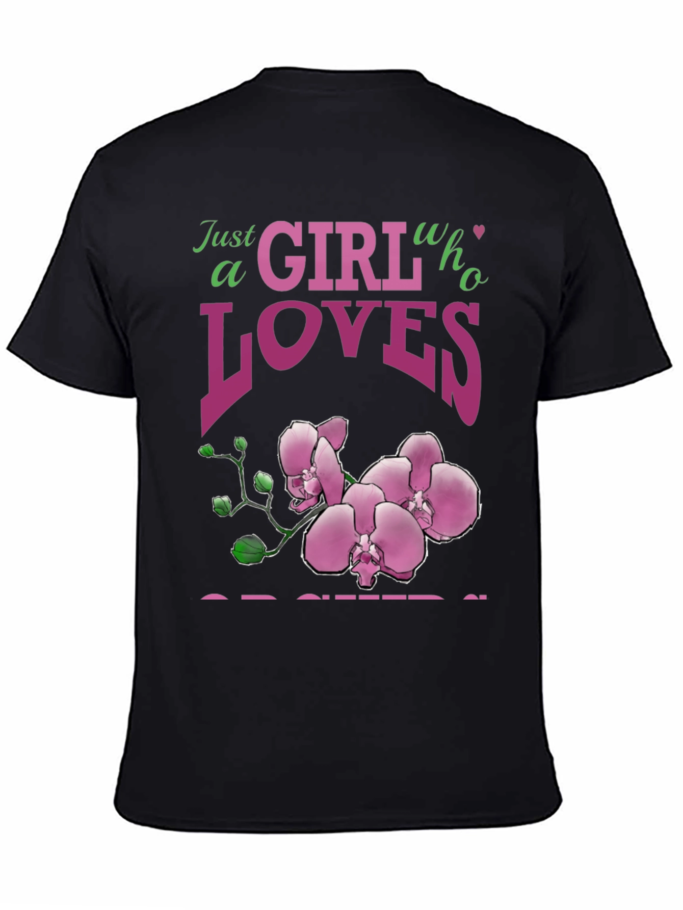 Black Orchid Lover Graphic Tee - Just a Girl Who Loves Orchids view 4