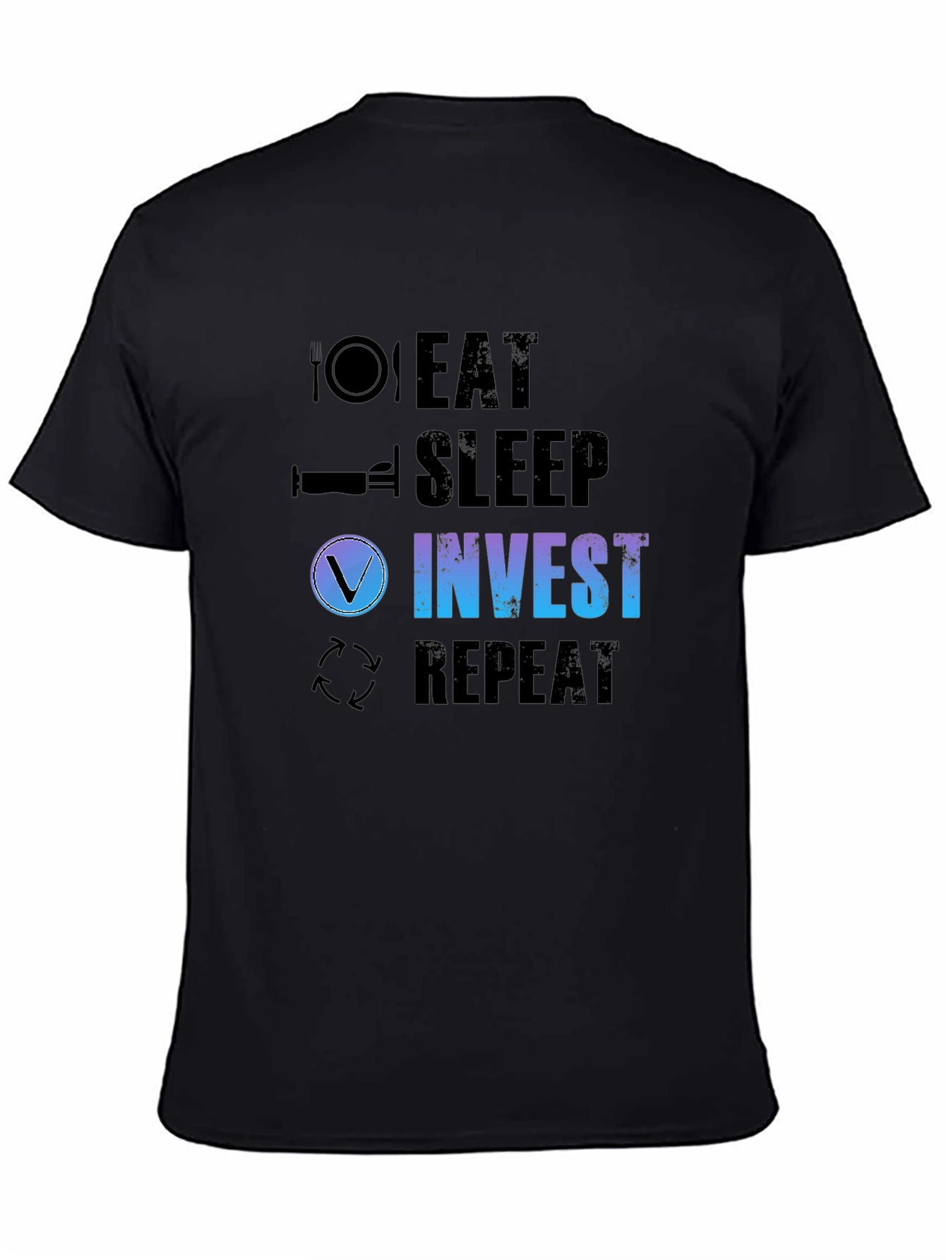 Black Eat Sleep Invest Repeat Black T-Shirt view 4
