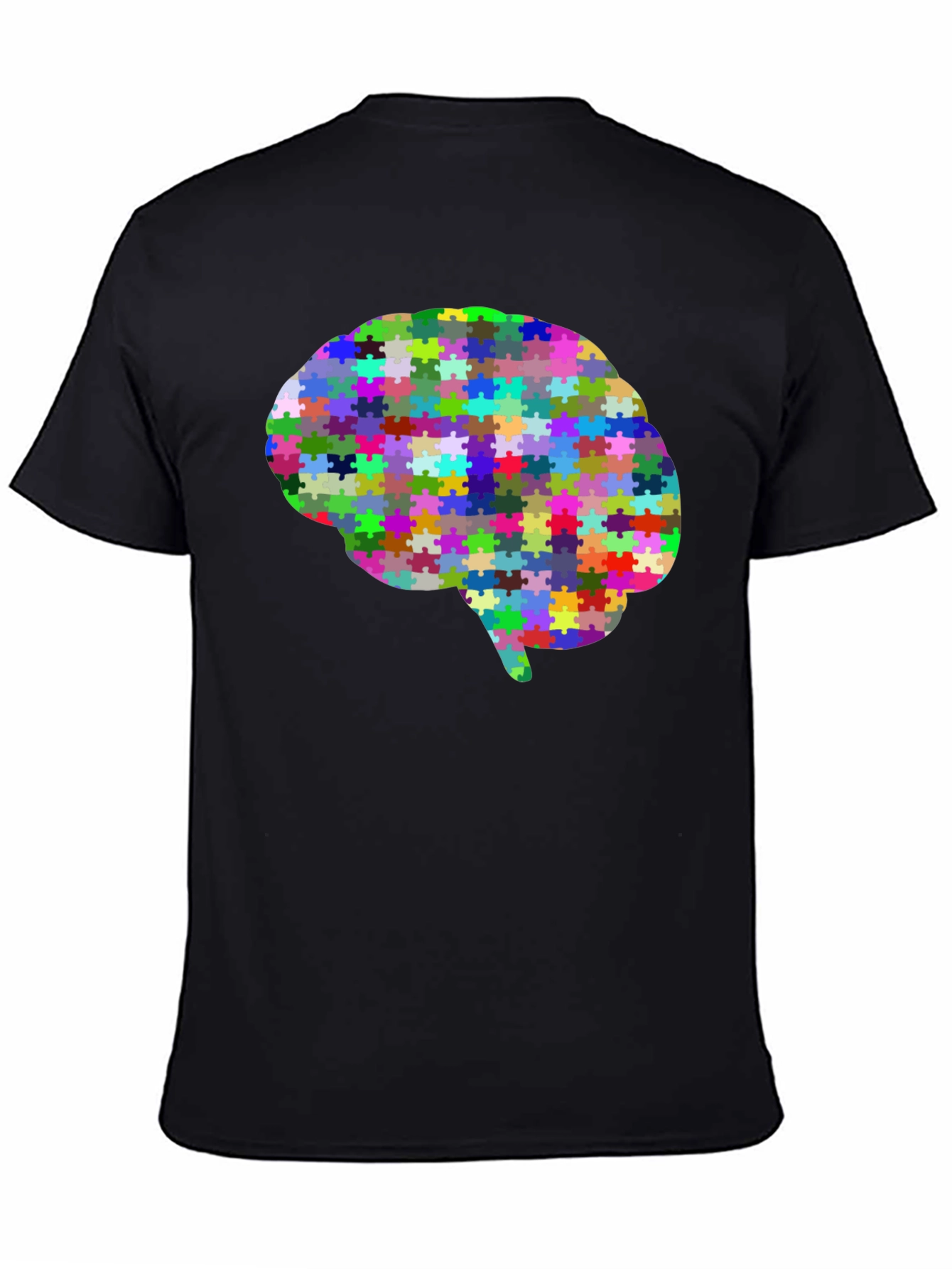 Black Brain Puzzle T-Shirt - Colorful Mind Tee view 4