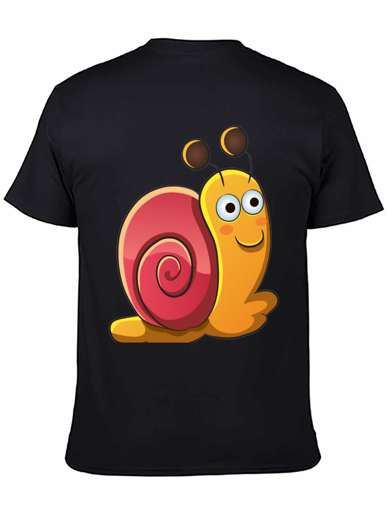Black Cartoon Snail Graphic Black T-Shirt view 4