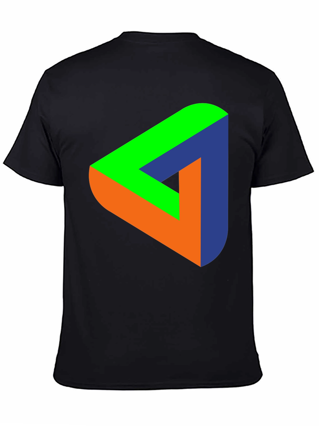 Black Optical Illusion Triangle Graphic T-Shirt view 4