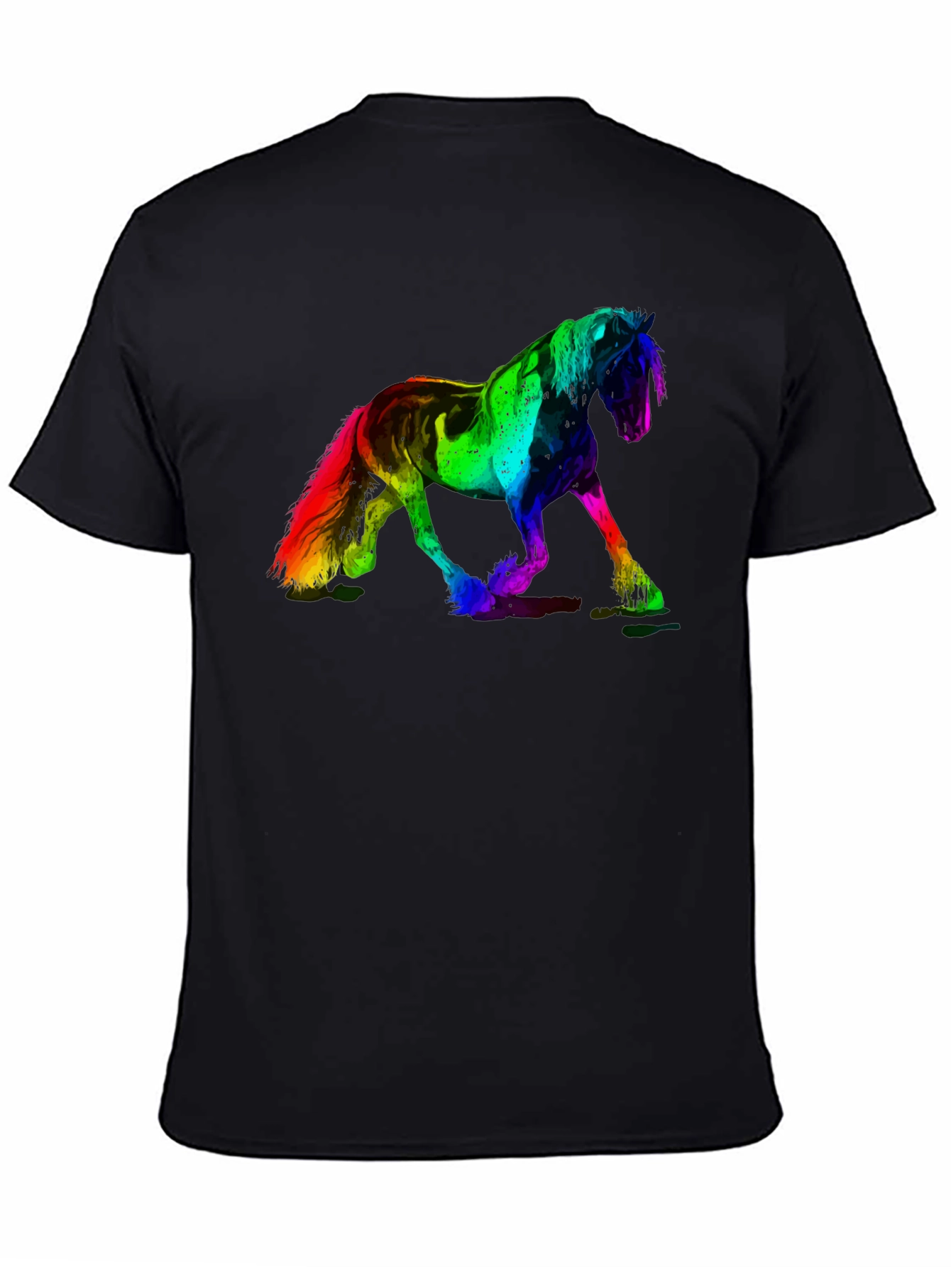 Black Rainbow Horse Graphic Print Black Tee view 4