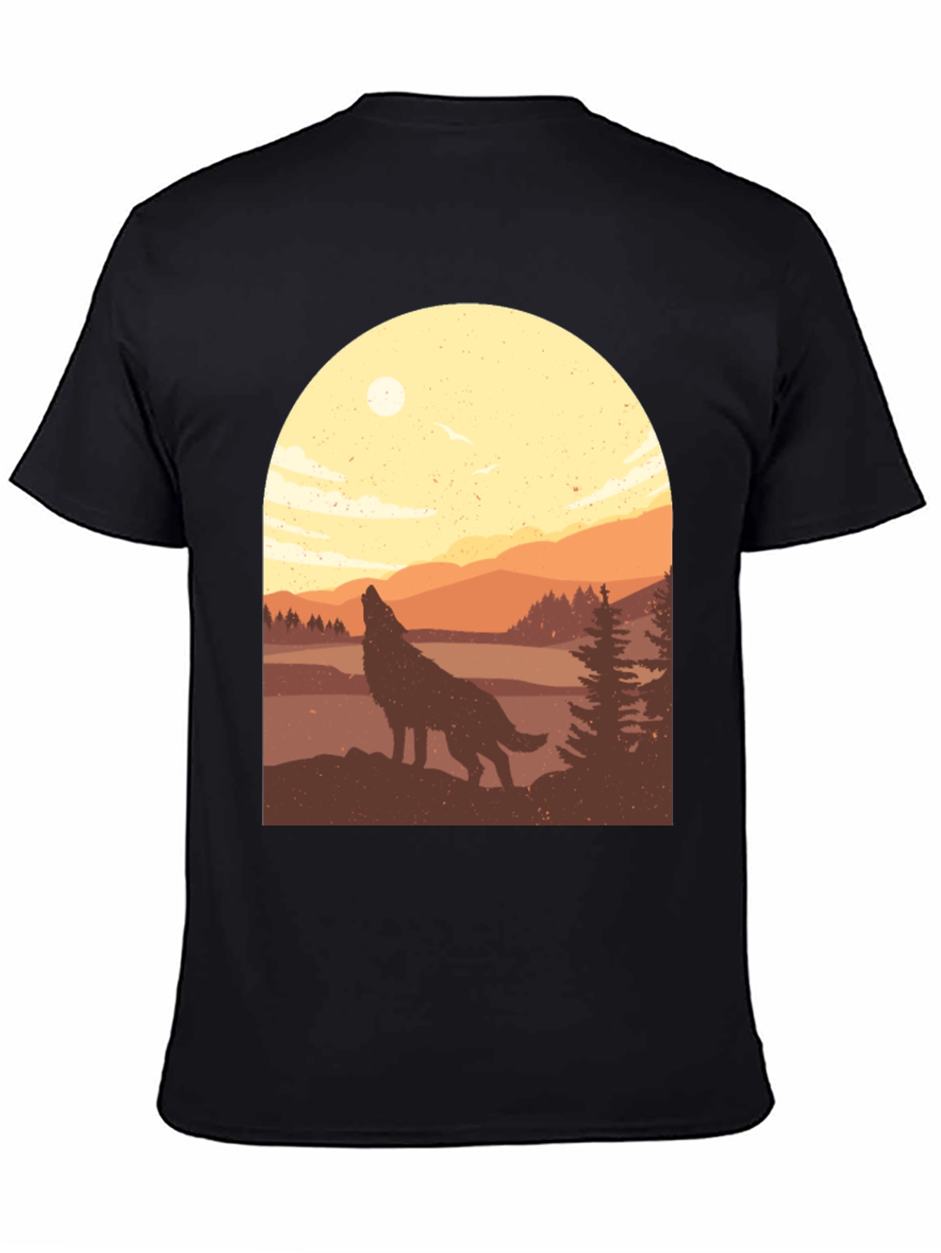 Black Wolf Silhouette Graphic Tee - Nature Inspired T-Shirt view 4