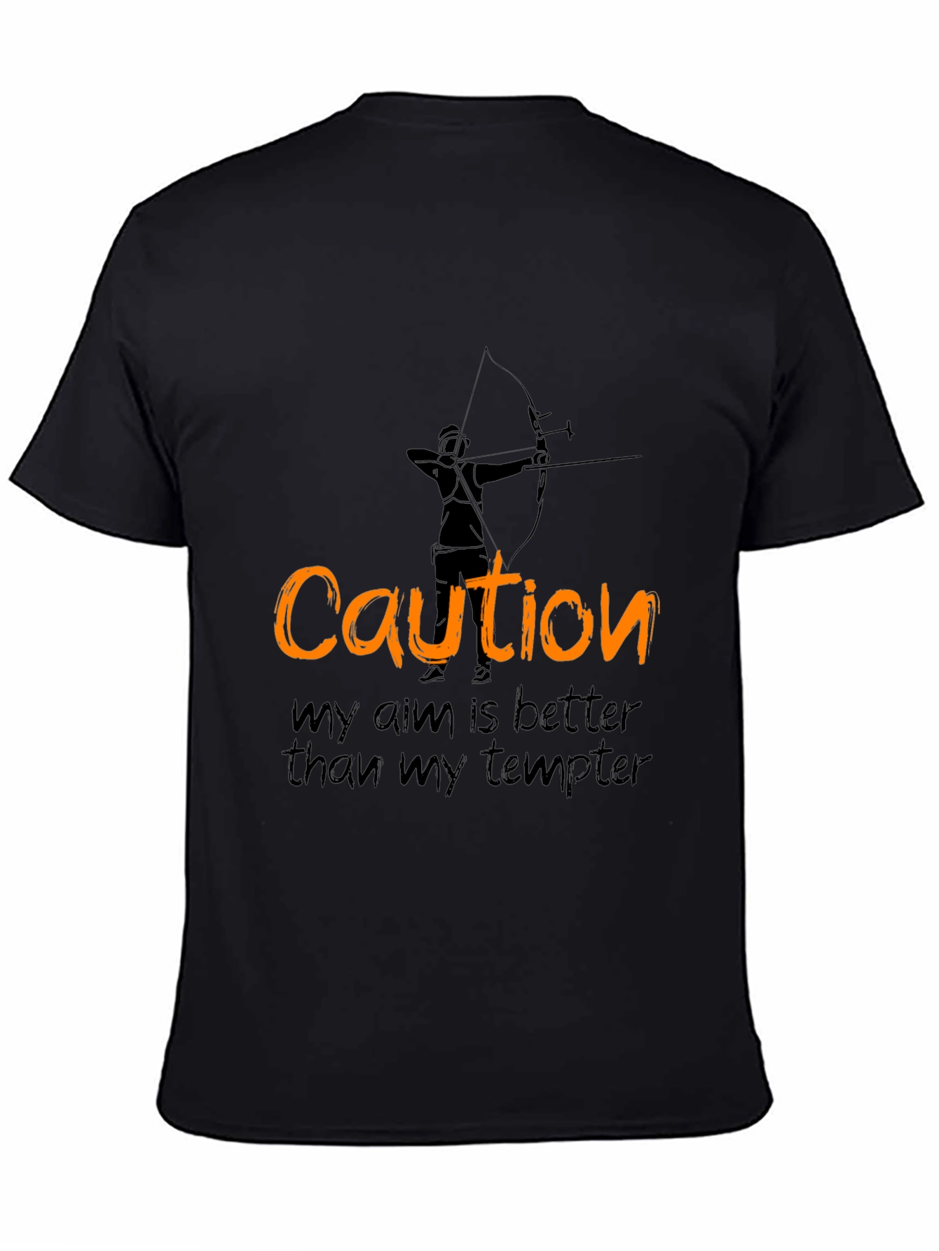Black Caution Archery T-Shirt - Aim Better Than Tempter view 4
