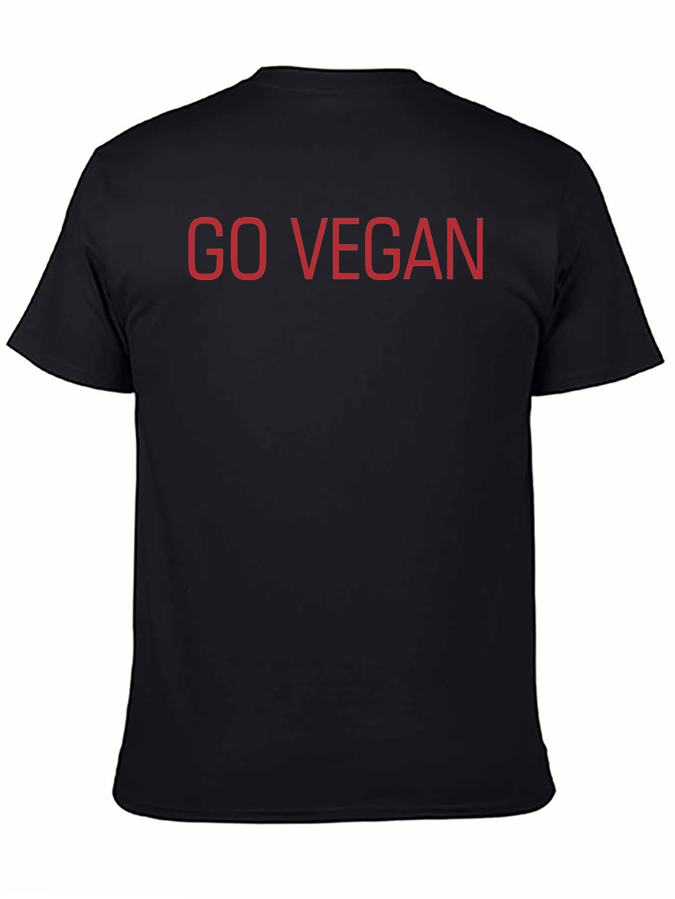 Go Vegan T-Shirt - Red Lettering, Black Tee, Vegan Lifestyle - 4