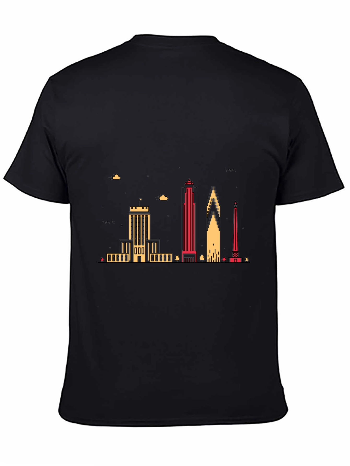 Black Urban Skyline Graphic Tee - Black Crew Neck view 4