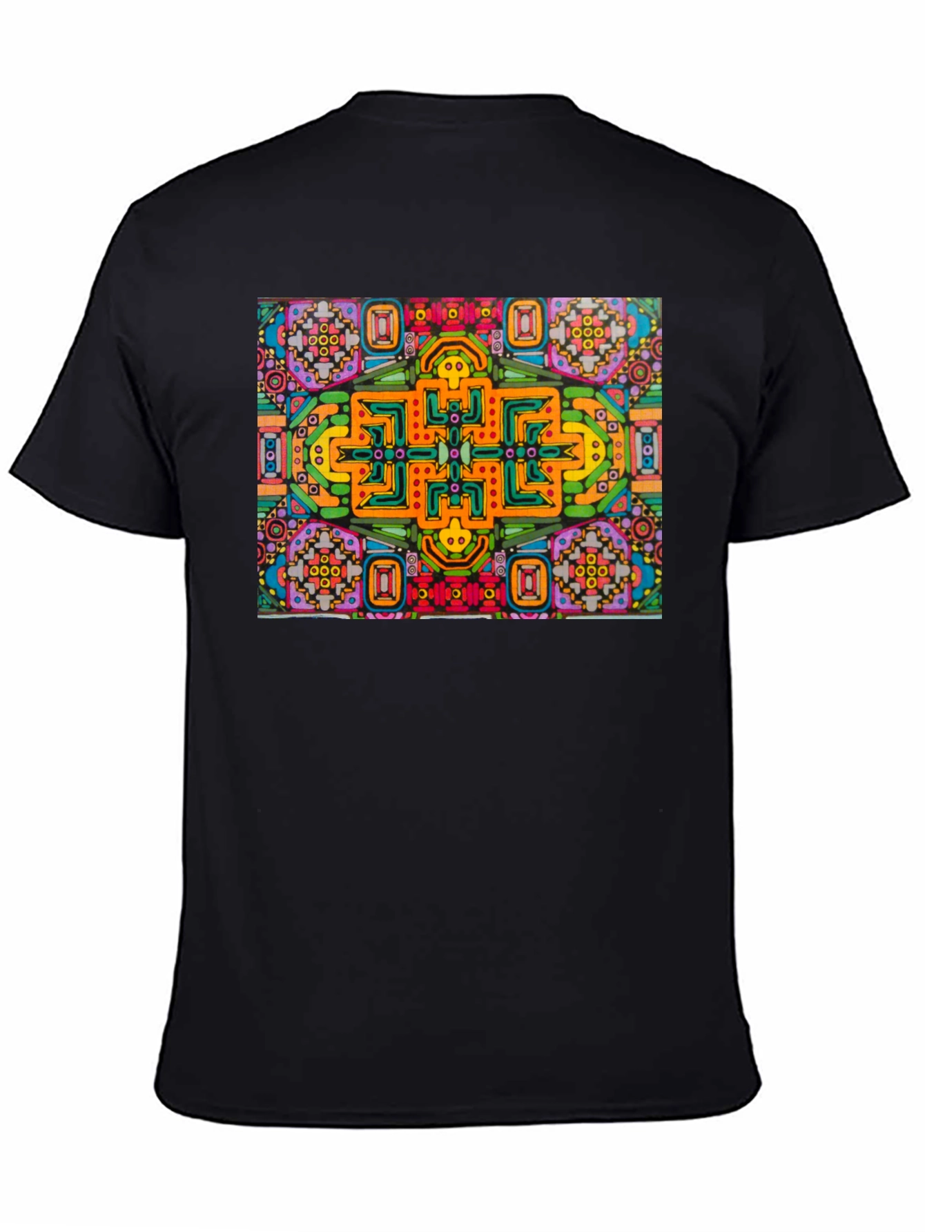 Black Abstract Graphic Tee - Bold Colorful Design view 4