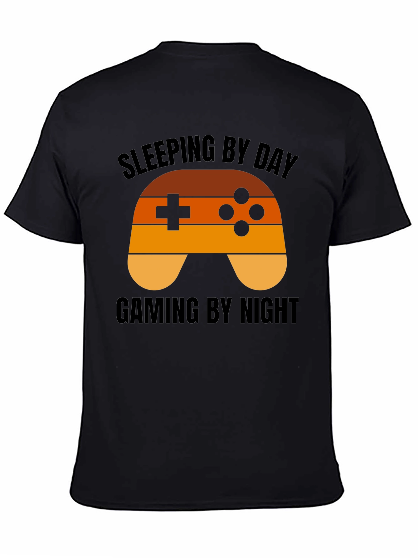 Black Gamer T-Shirt - Sleeping By Day, Gaming By Night view 4