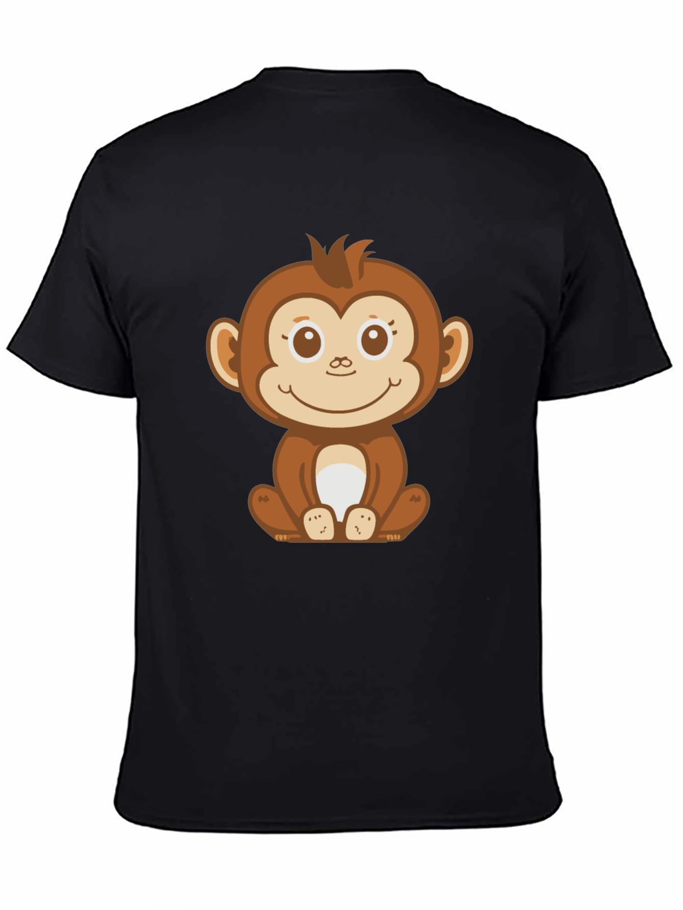 Black Cute Monkey Graphic Black T-Shirt view 4