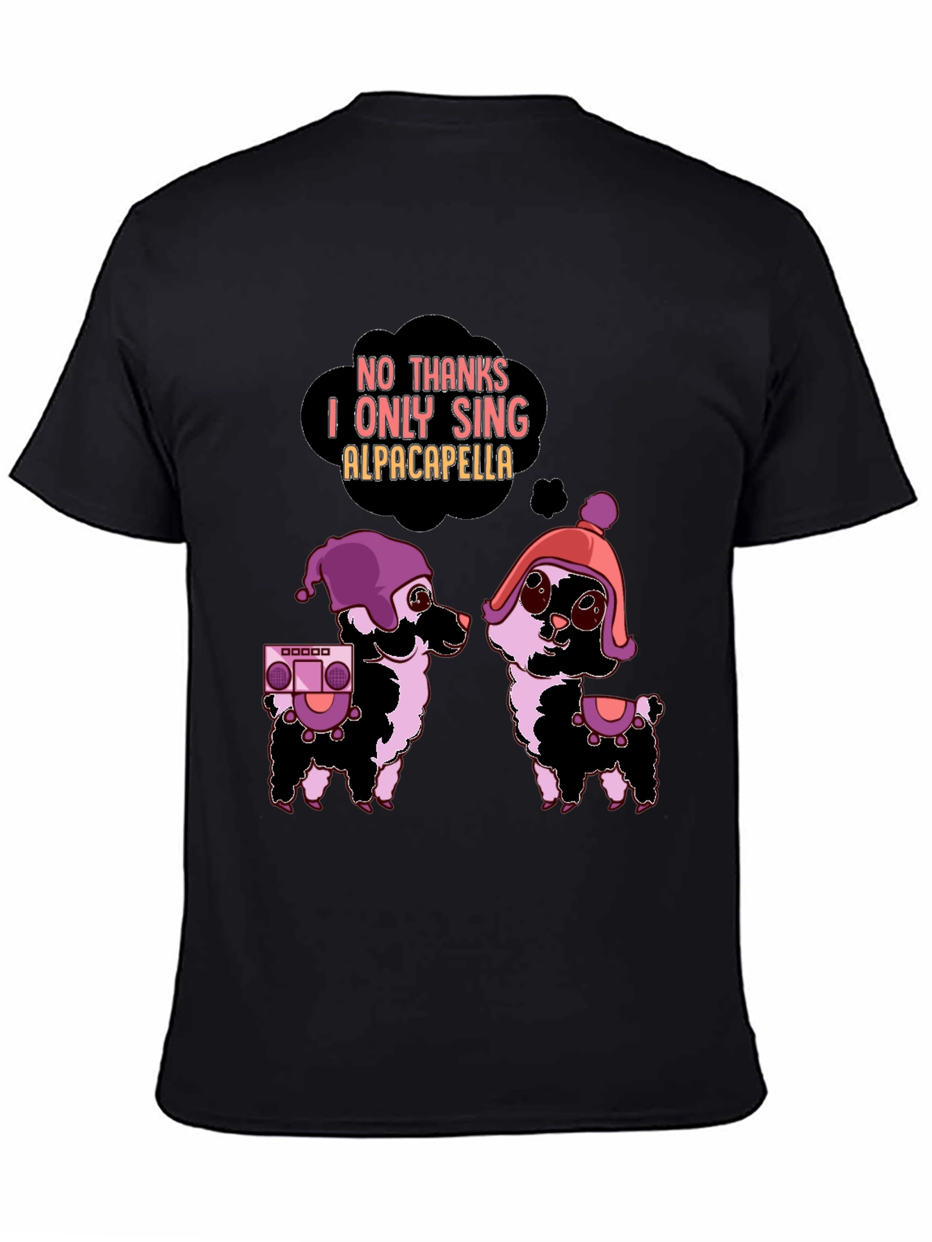 Black Alpacapella Funny Graphic Tee view 4