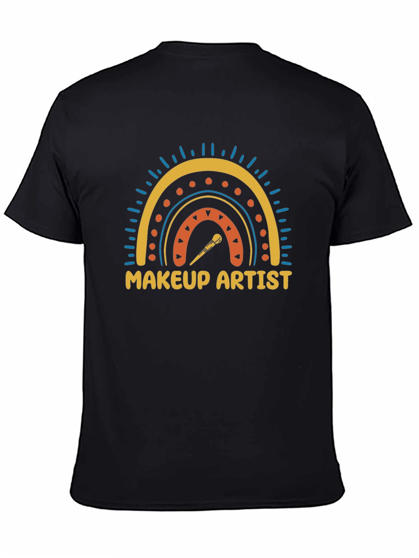 Black Makeup Artist Rainbow Graphic T-Shirt view 4