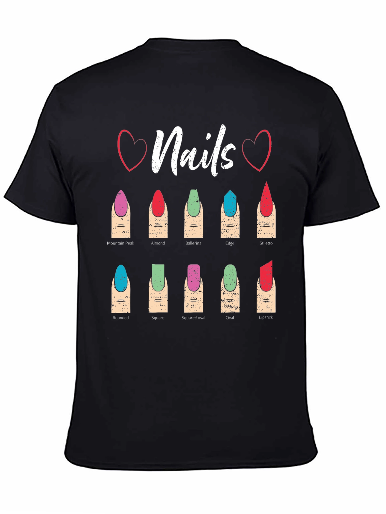 Black Nail Shape T-Shirt: Manicure Styles Tee view 4