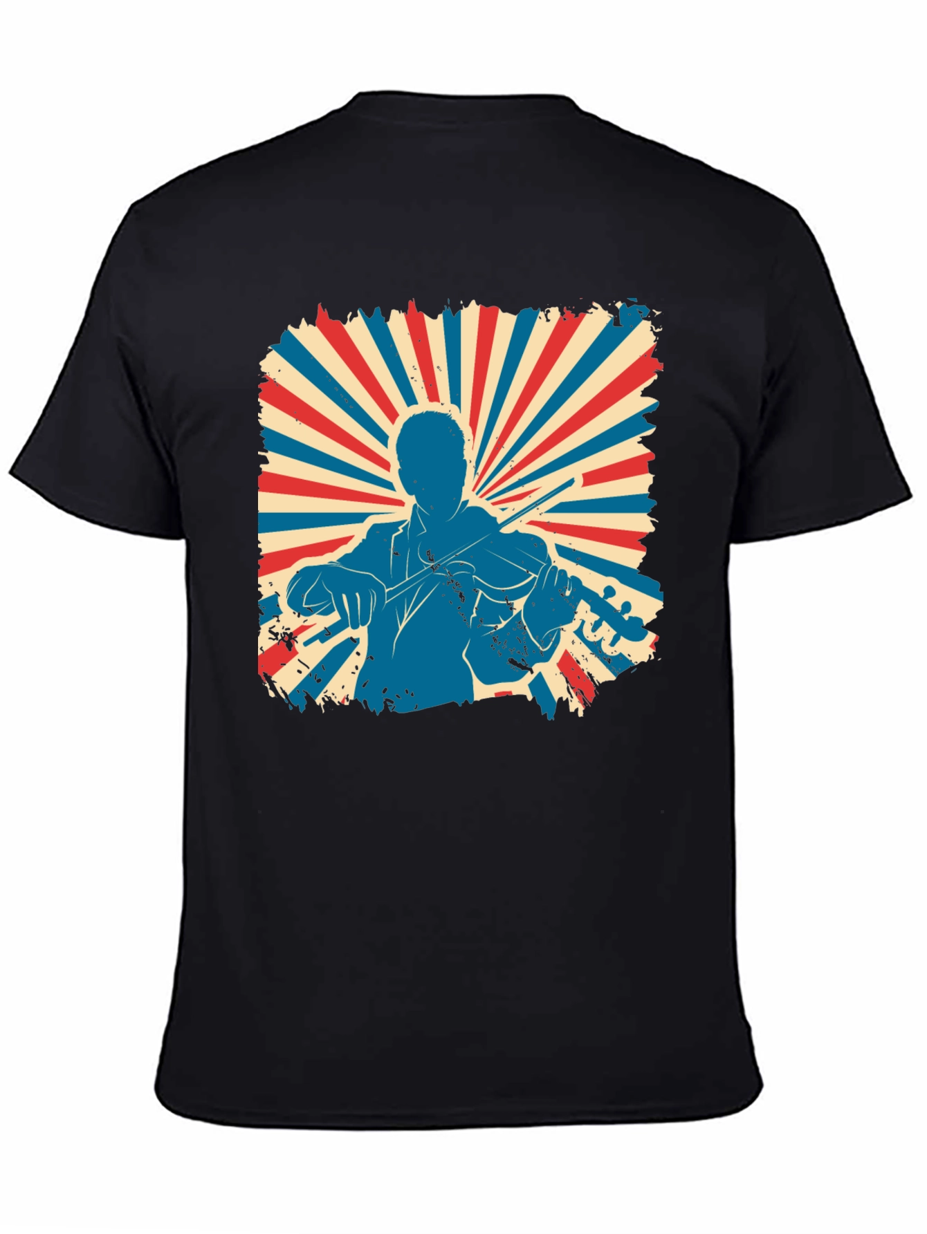 Black Vintage Violinist T-Shirt view 4