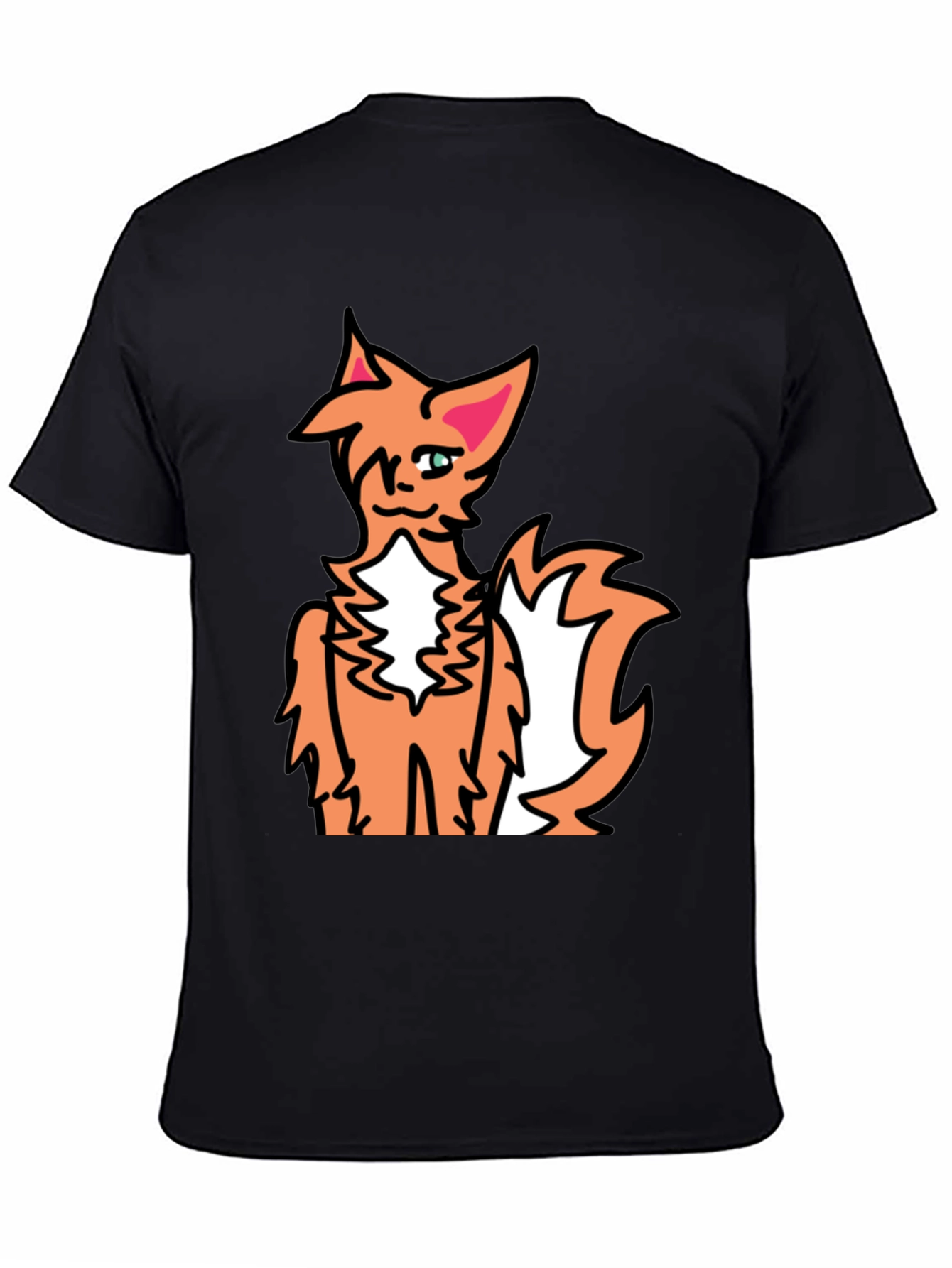 Black Cartoon Fox Graphic Black Tee view 4