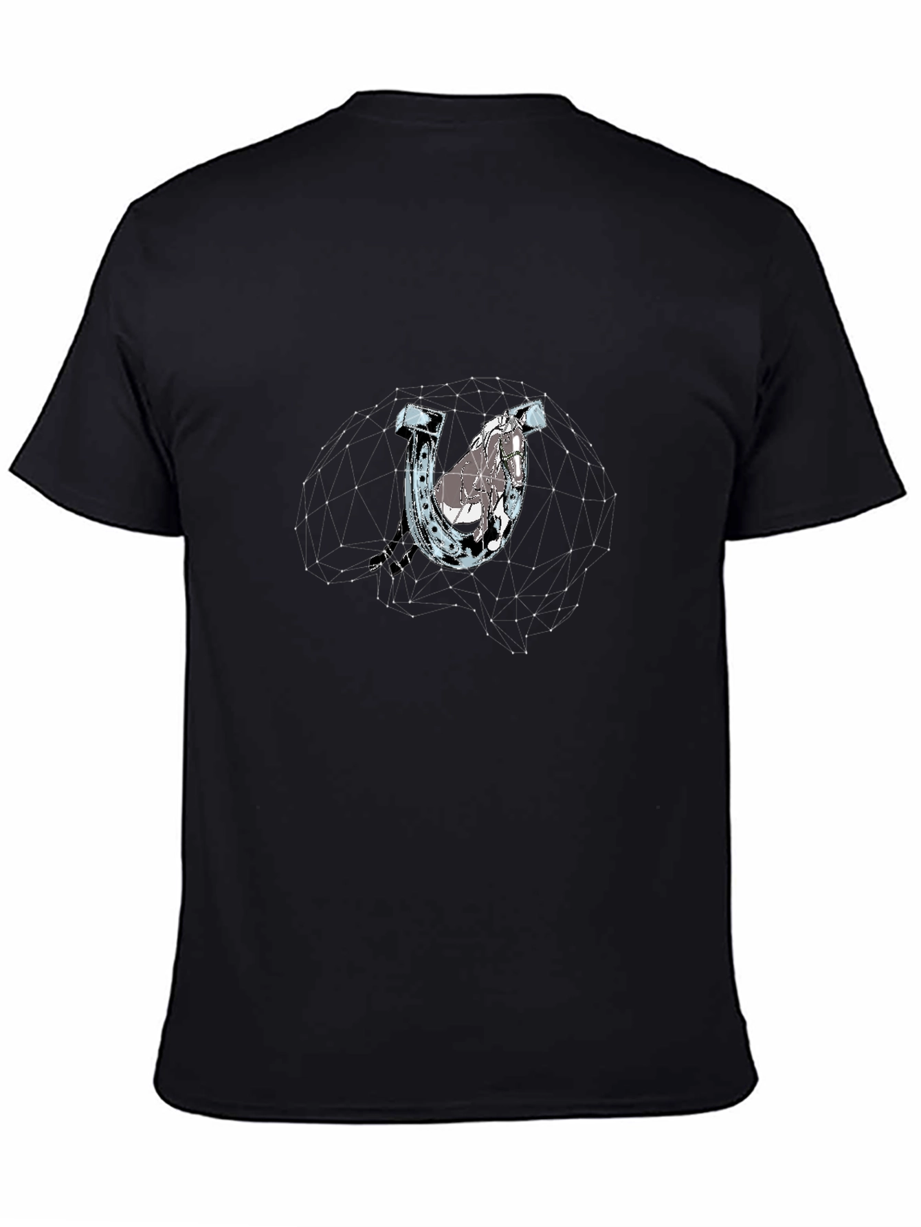 Black Lucky Horseshoe Graphic Tee - Modern Design view 4