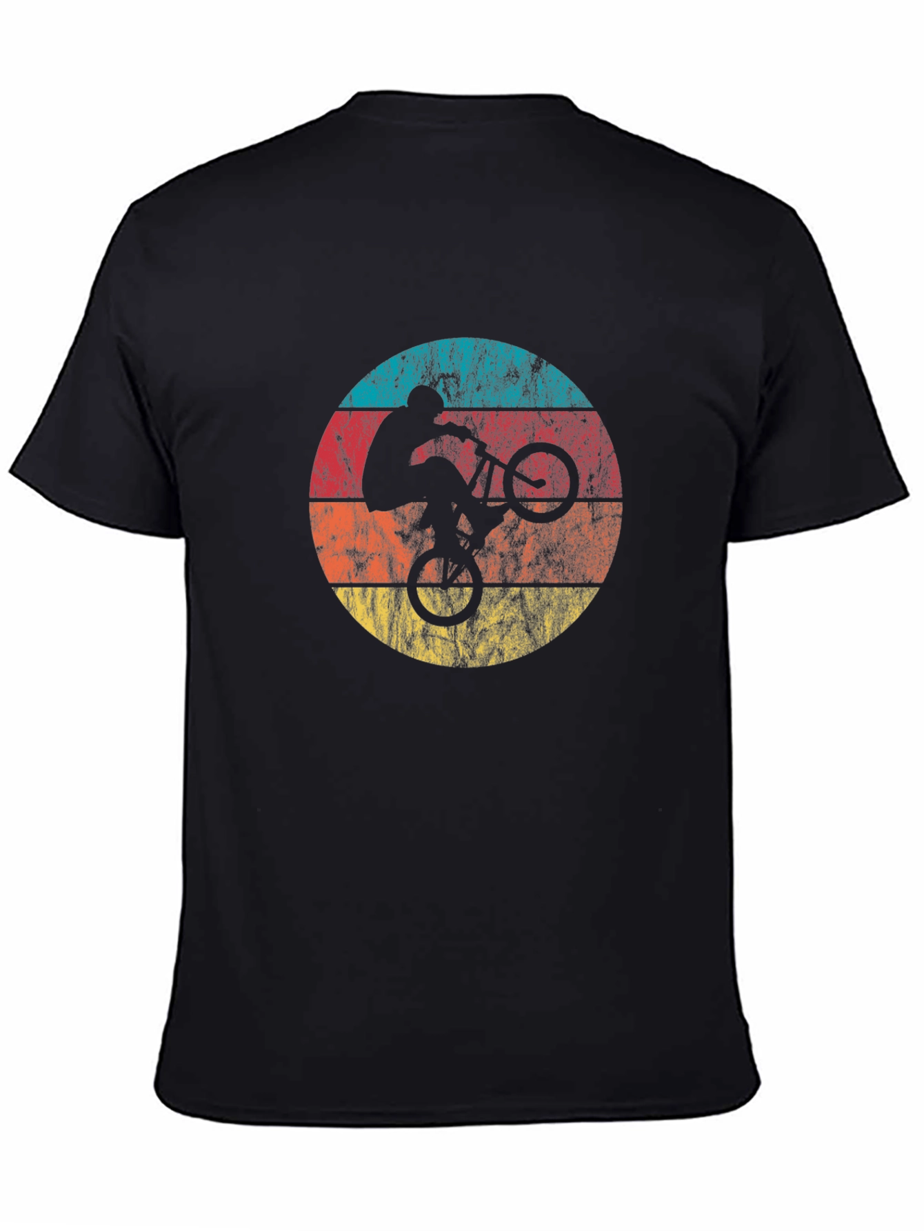 Black Retro Style Mountain Bike T-Shirt view 4