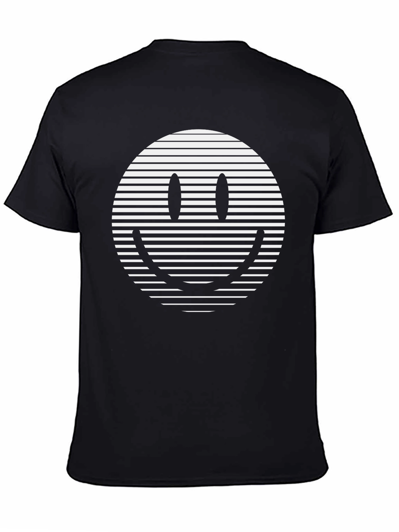 Black Smiley Face Graphic Print Black T-Shirt view 4