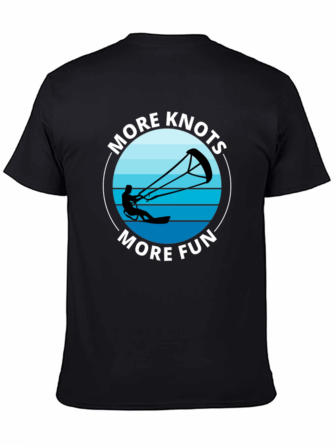 Black More Knots More Fun Black T-Shirt | Kitesurfing Tee view 4