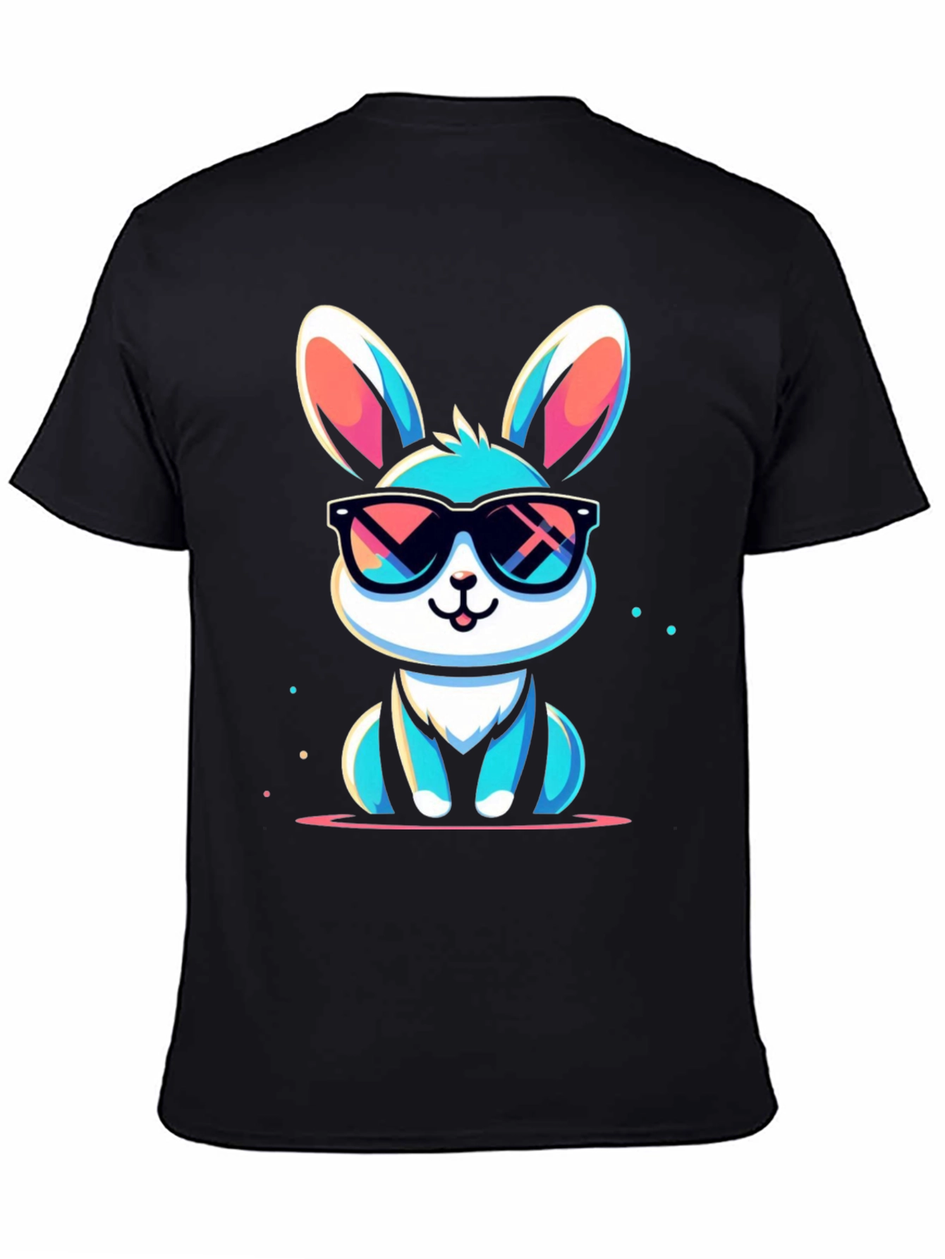 Black Cool Bunny Graphic Tee - Stylish Unisex T-Shirt view 4