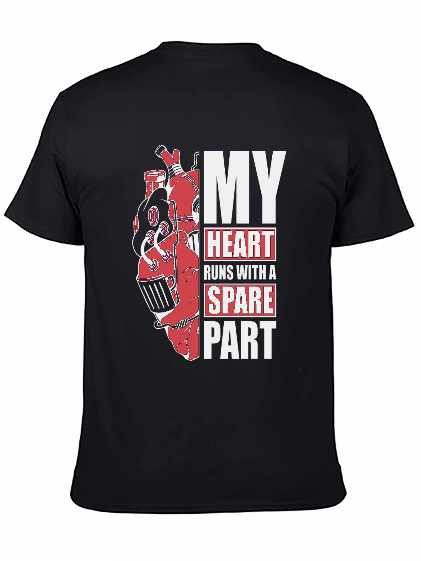 Black My Heart Runs With A Spare Part Graphic T-Shirt view 4