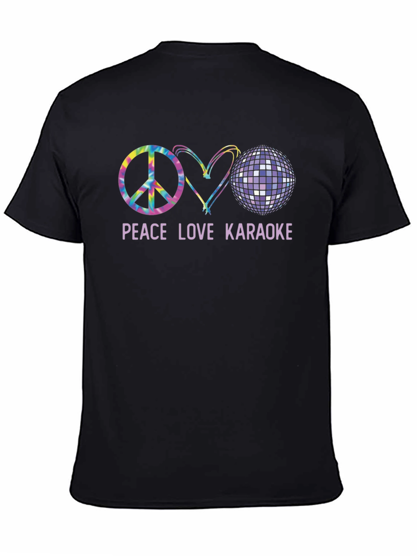 Black Peace Love Karaoke T-Shirt view 4