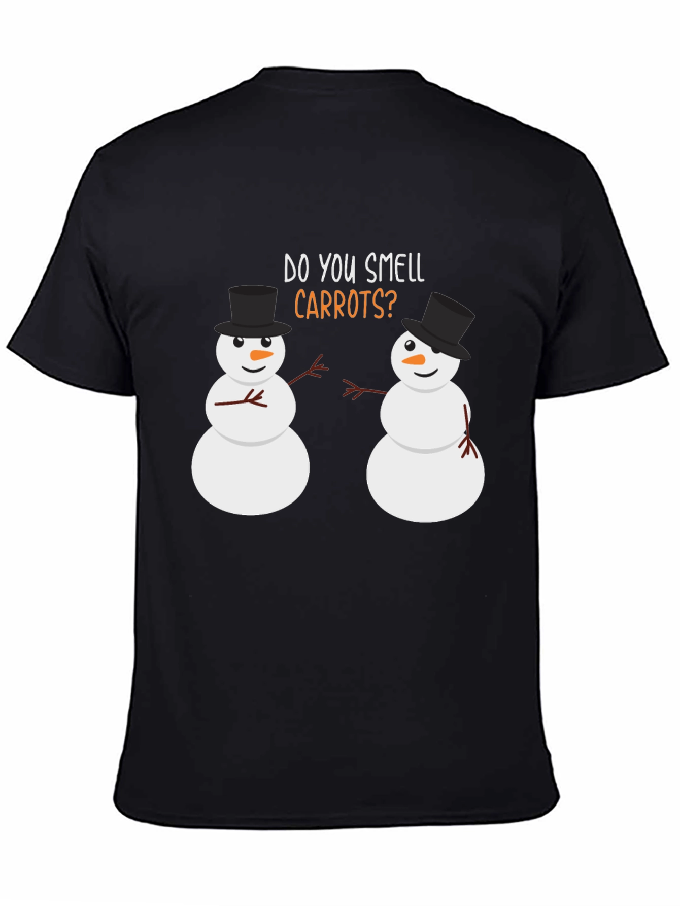 Black Funny Snowman T-Shirt - Do You Smell Carrots? view 4
