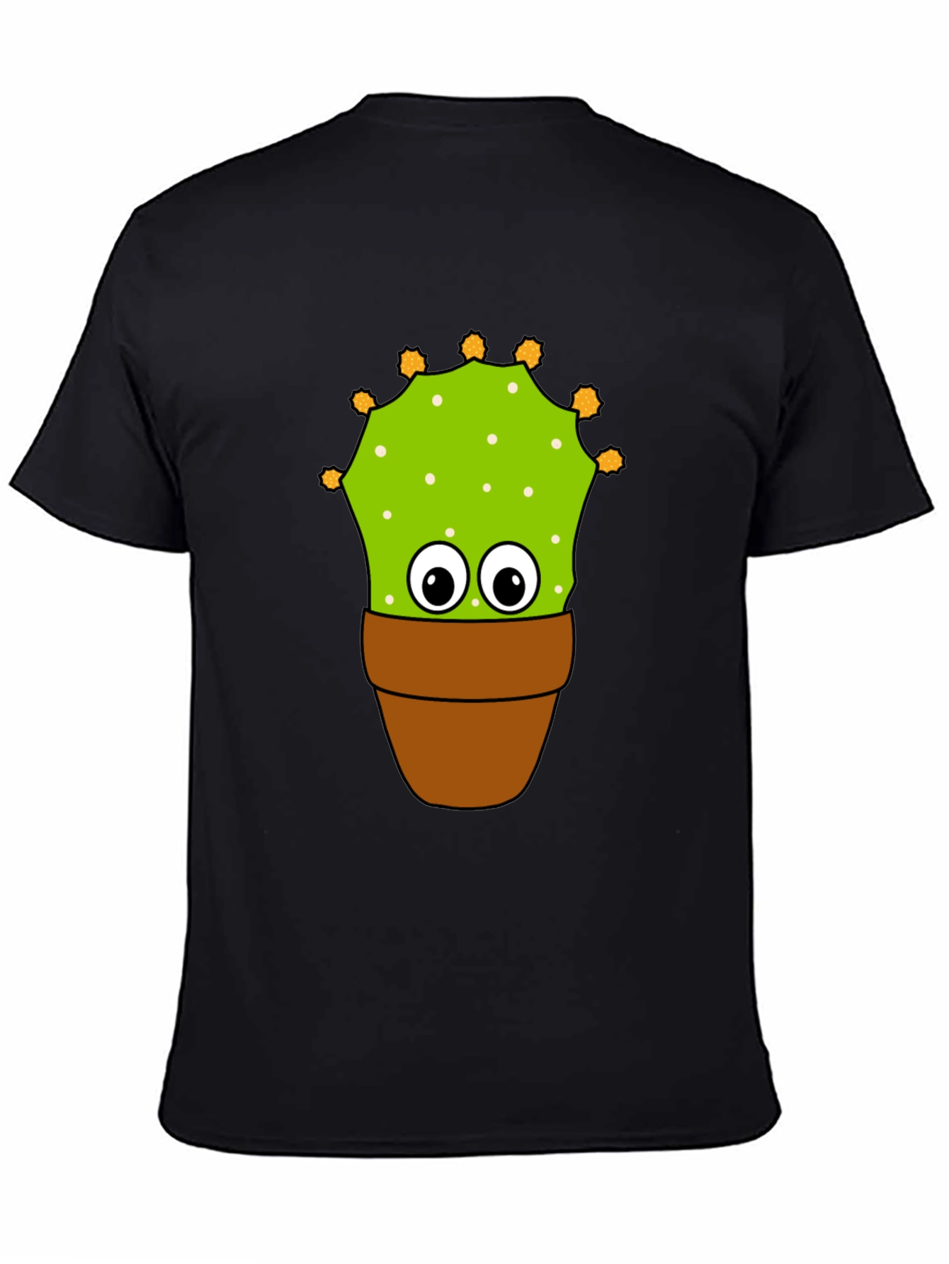 Black Funny Cactus Potted Plant Graphic Tee - Black view 4