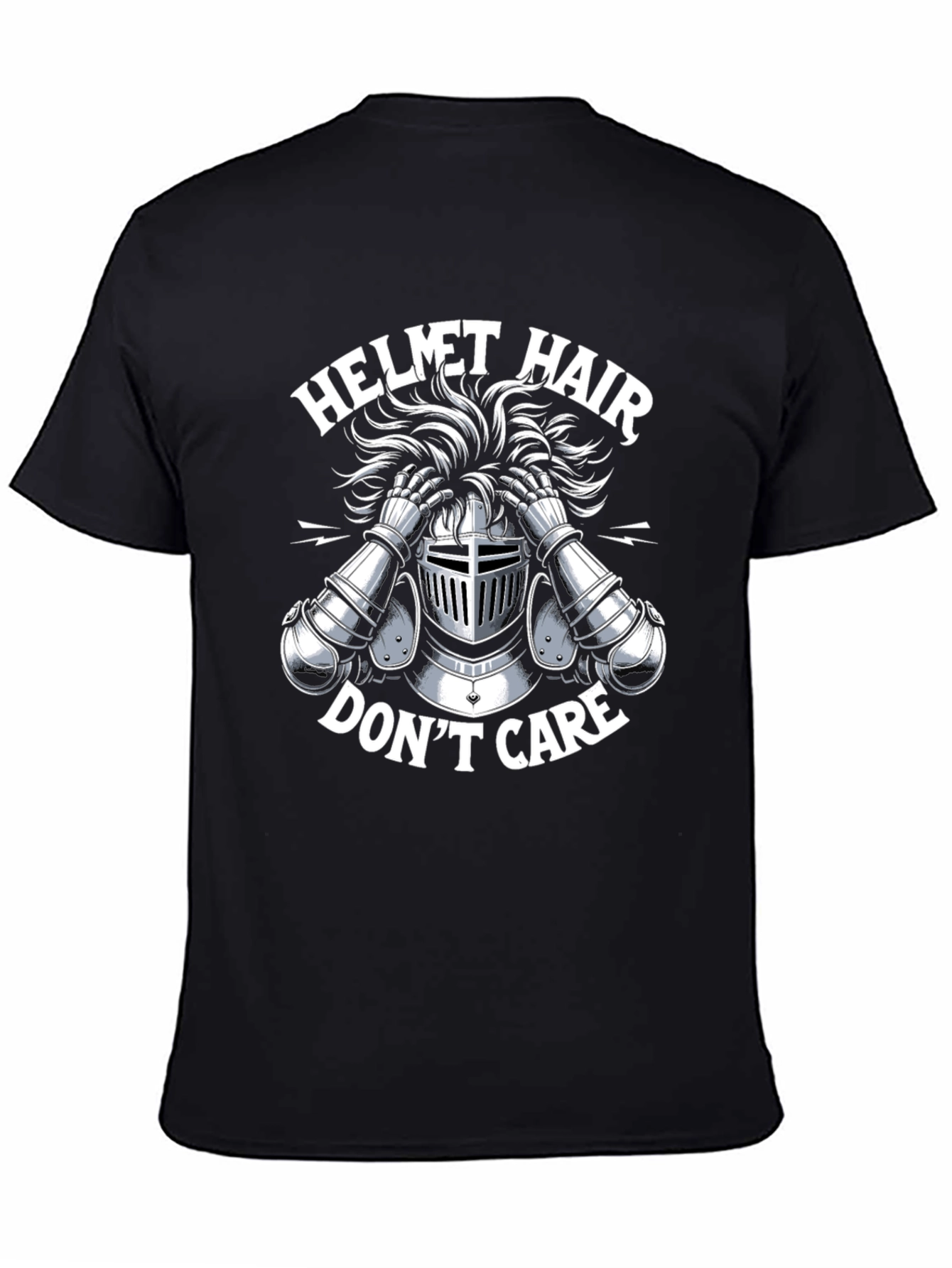 Black Helmet Hair Don't Care Tee view 4