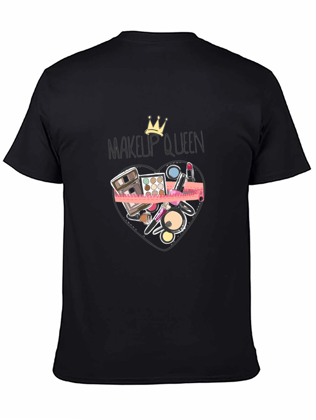 Black Makeup Queen Graphic Tee - Black Cotton T-Shirt view 4