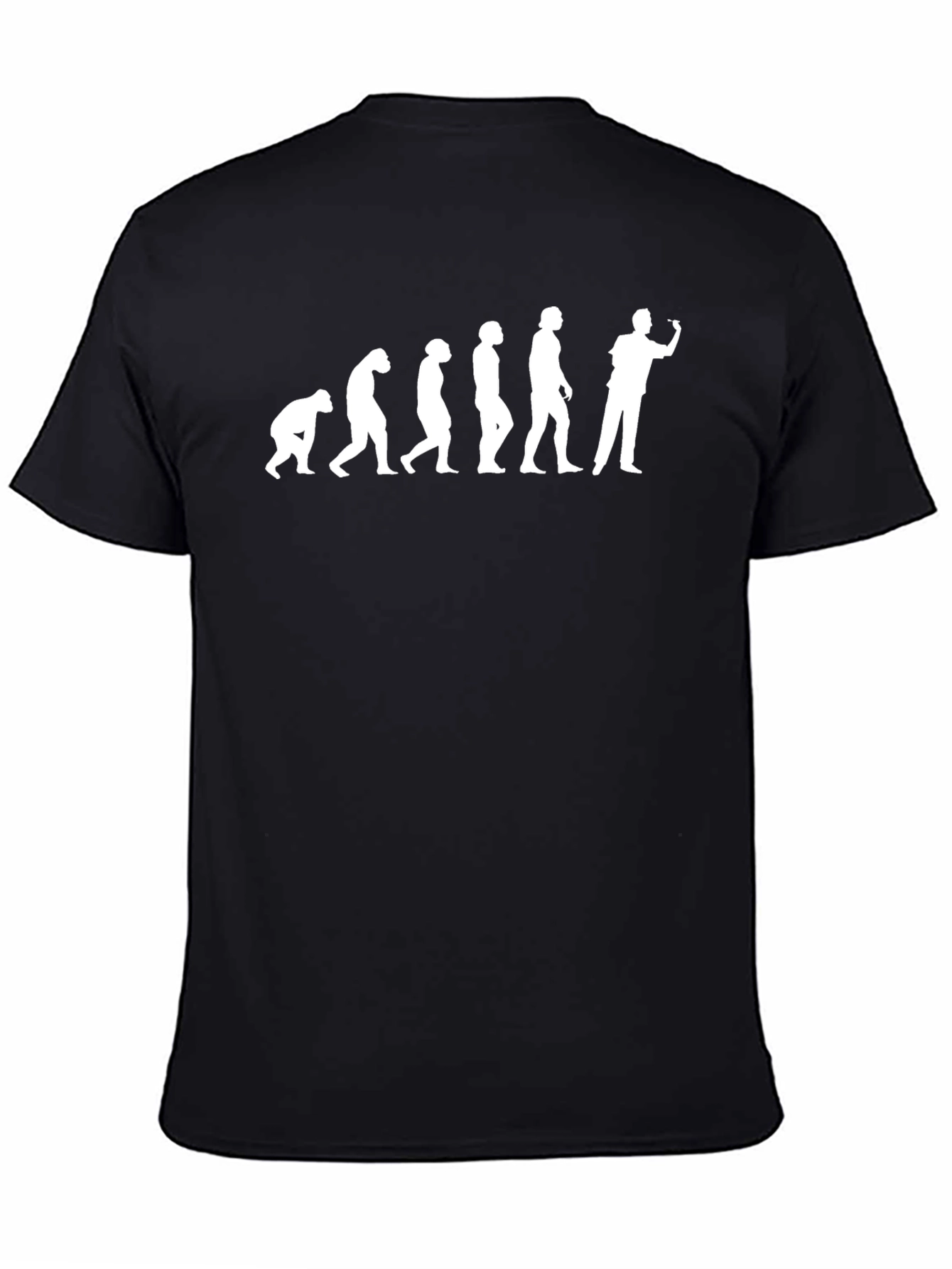 Black Evolution of Man Dart Player T-Shirt - Black view 4