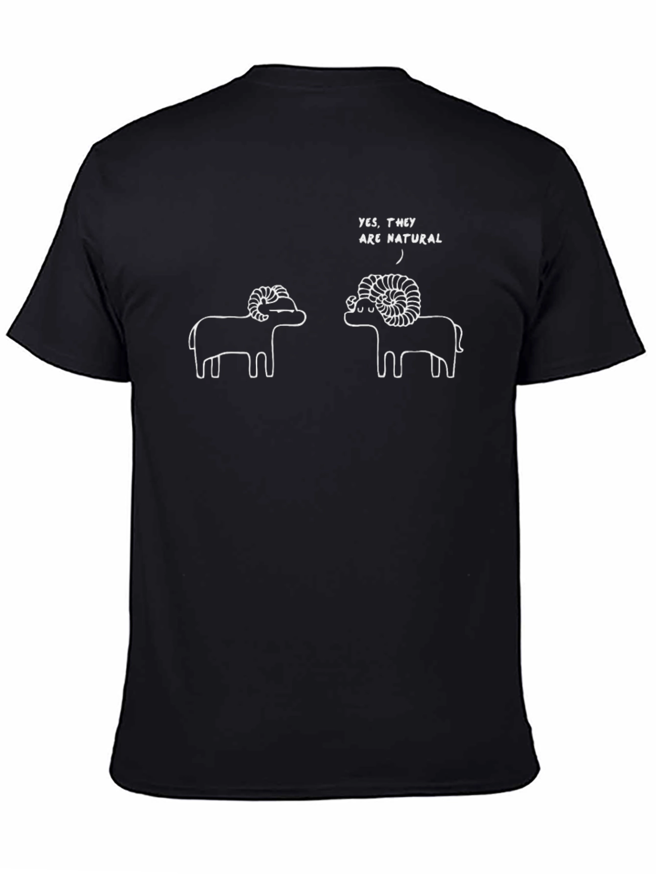 Black Humorous Sheep T-Shirt - "Yes, They Are Natural" Graphic Tee view 4