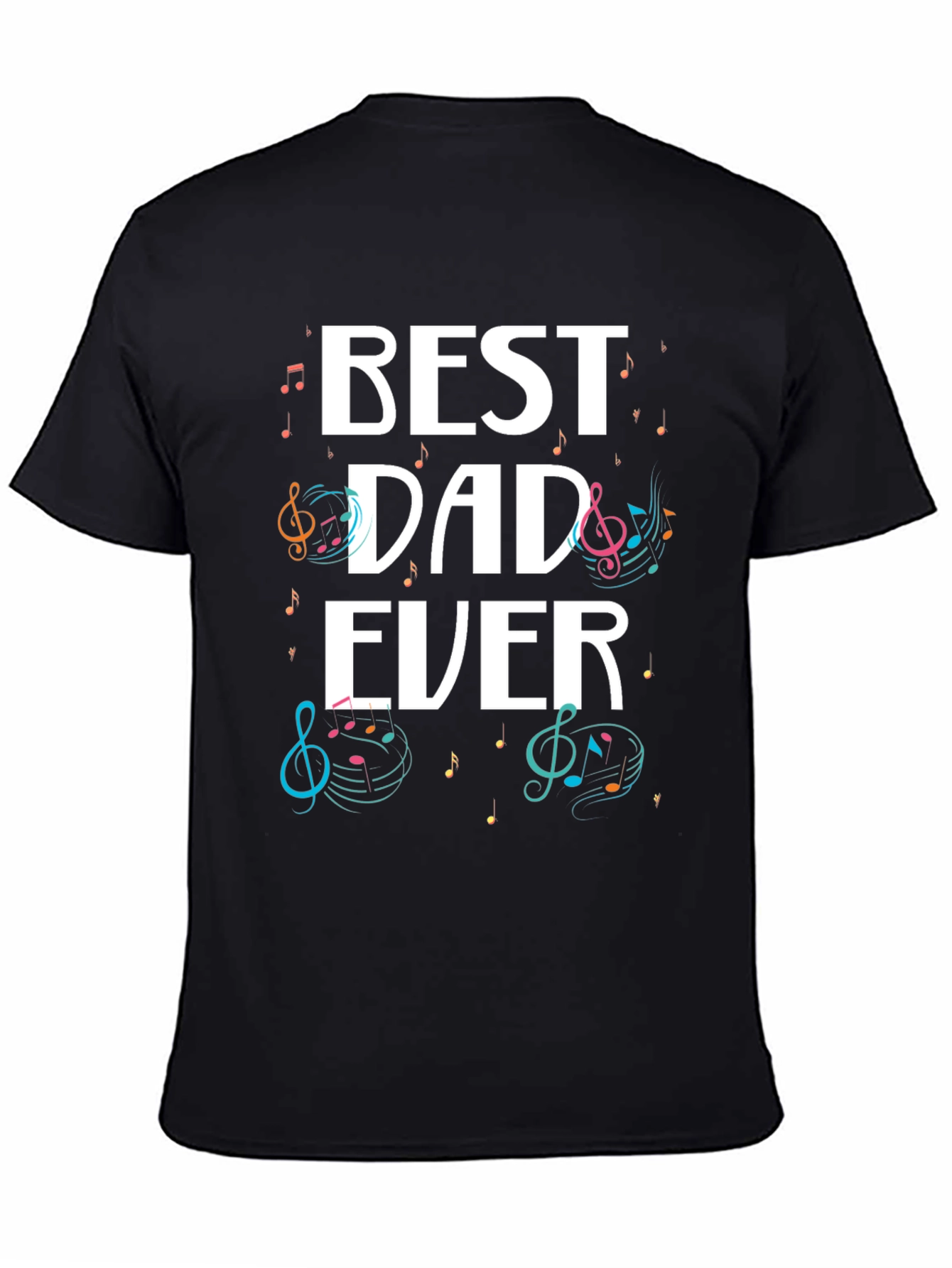 Black Best Dad Ever Music T-Shirt view 4