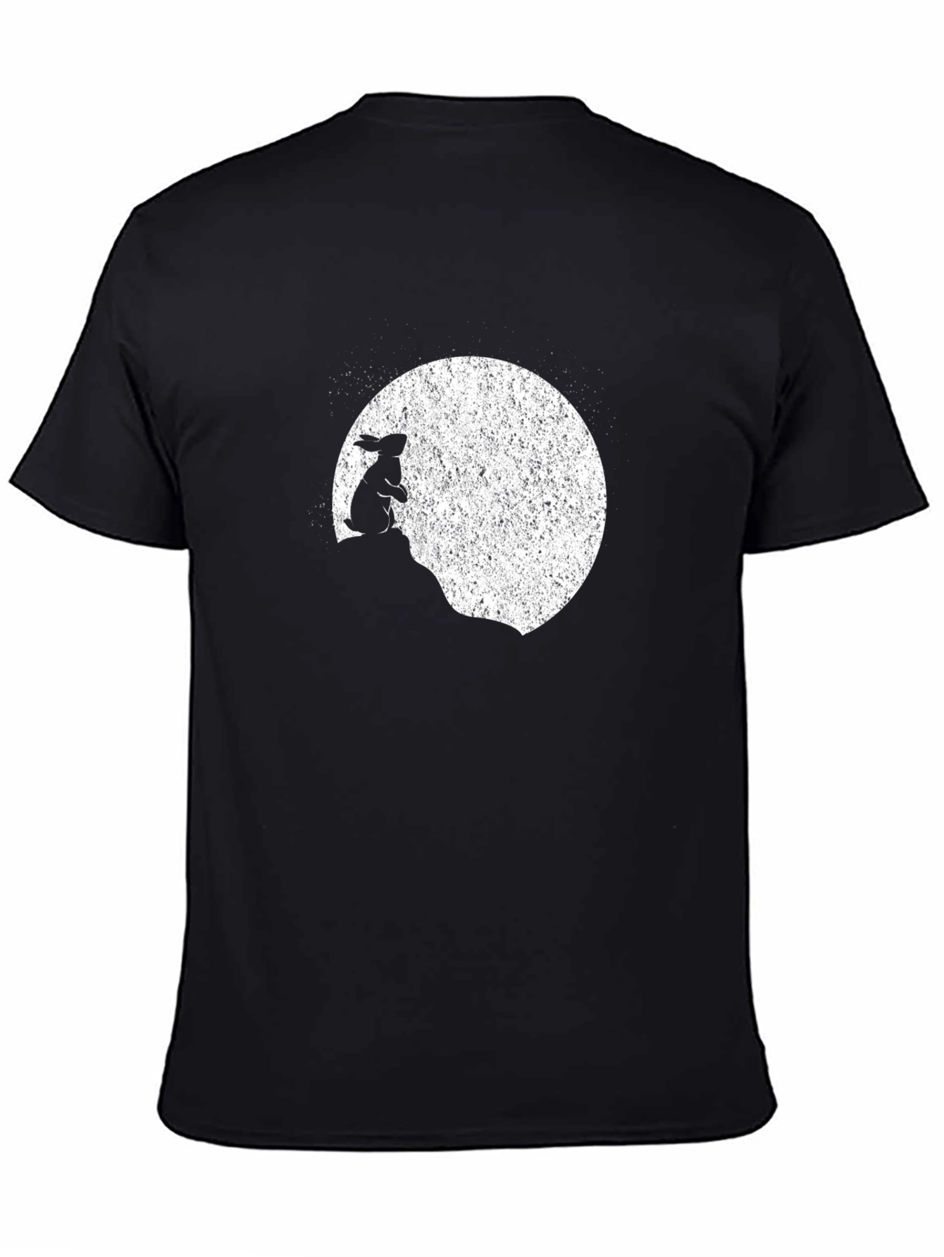 Black Rabbit Moon Men's Black Graphic T-Shirt view 4