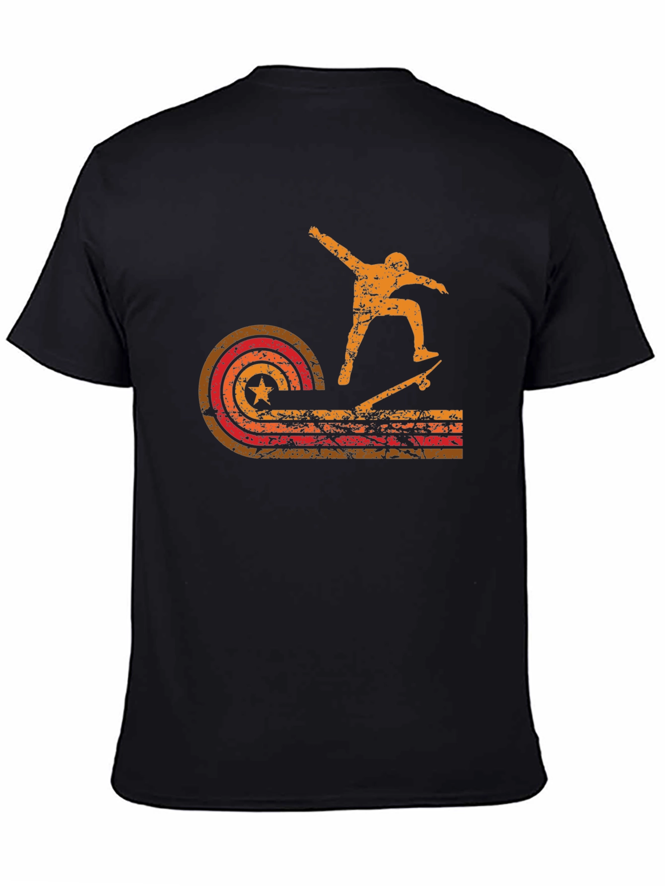 Black Retro Skateboarder Graphic Tee - Black view 4