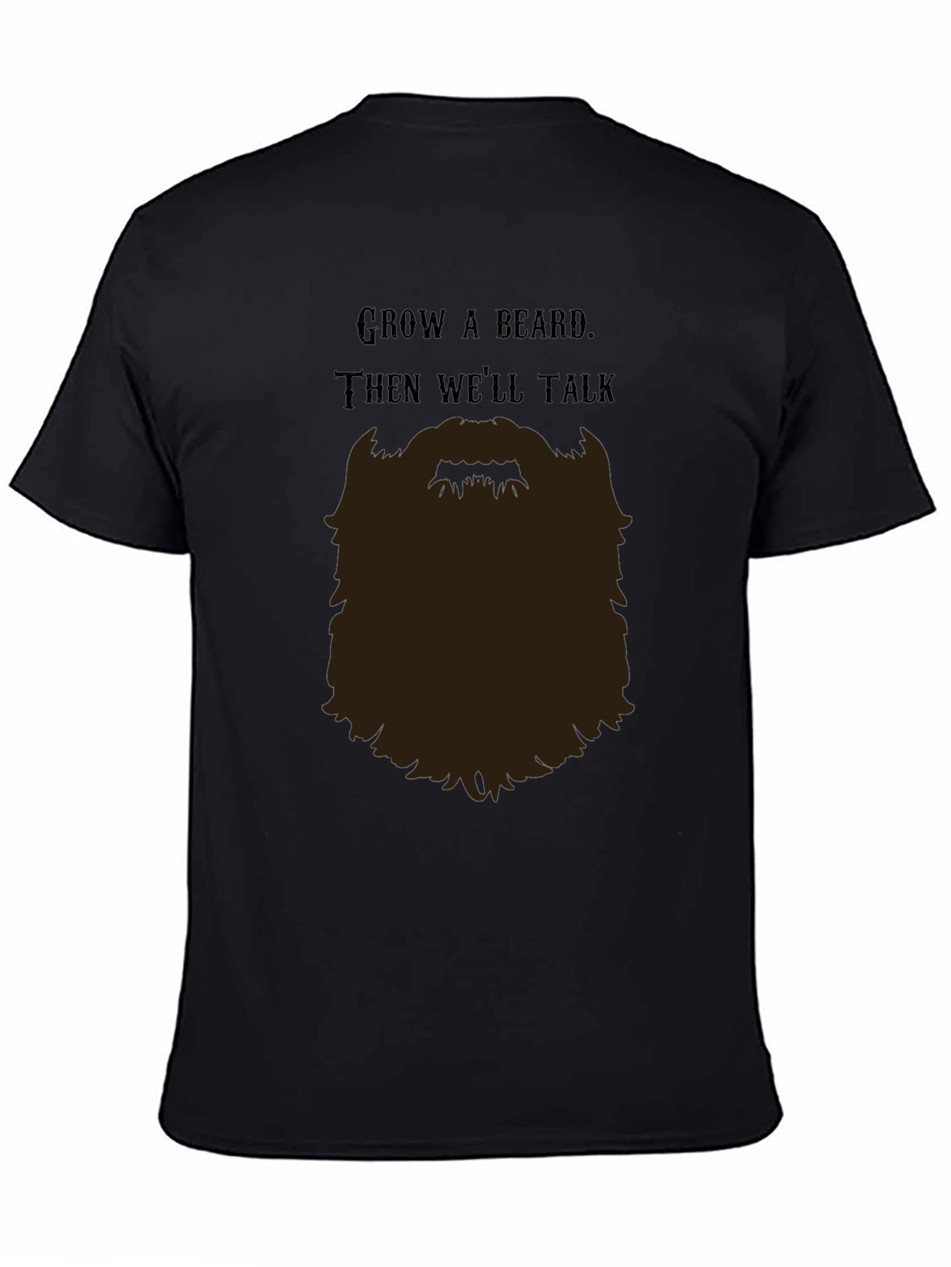 Black Grow a Beard T-Shirt - Funny Bearded Man Tee view 4