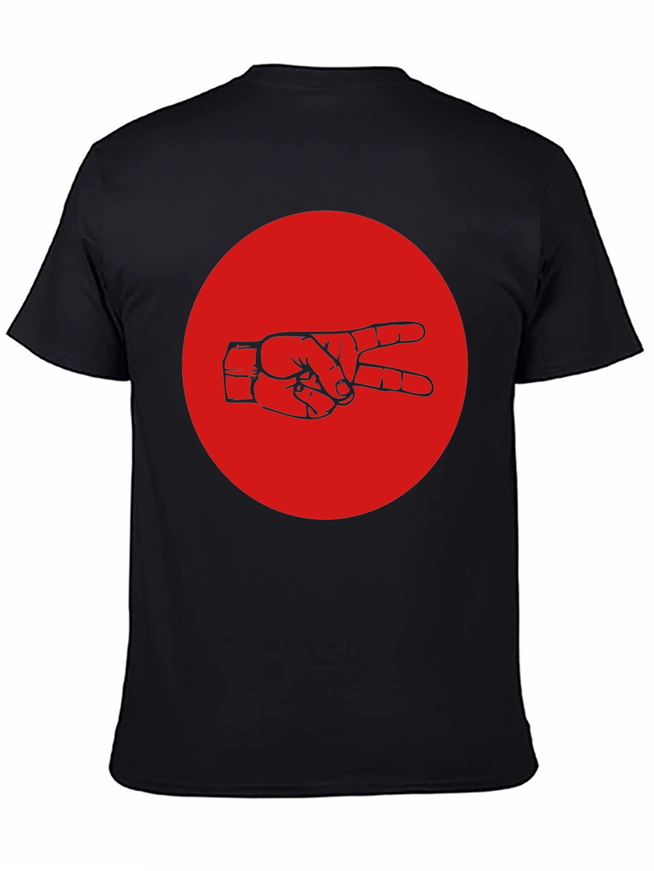 Black Peace Sign Graphic Tee - Black Cotton Crew Neck view 4