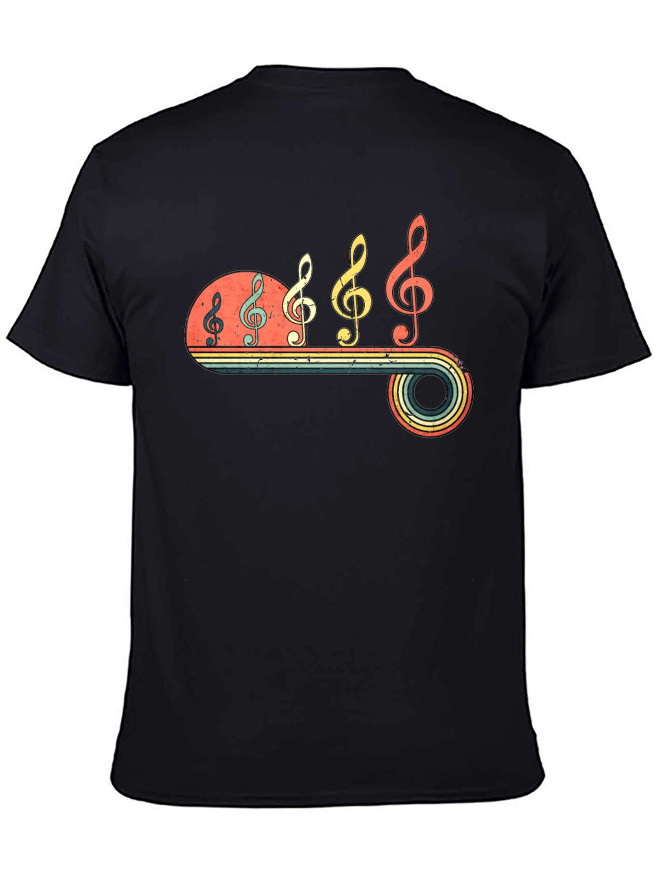 Black Retro Music Note T-Shirt view 4