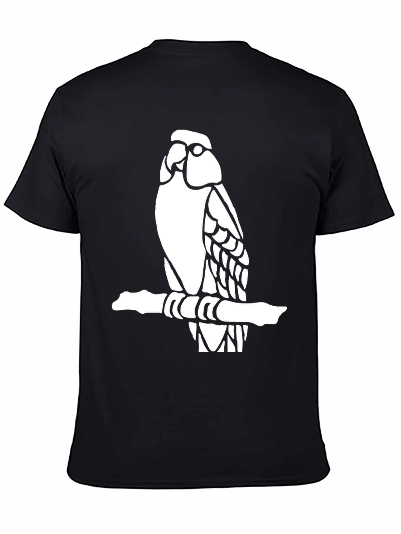Black Parrot on Branch Graphic Tee - Black Cotton Blend view 4