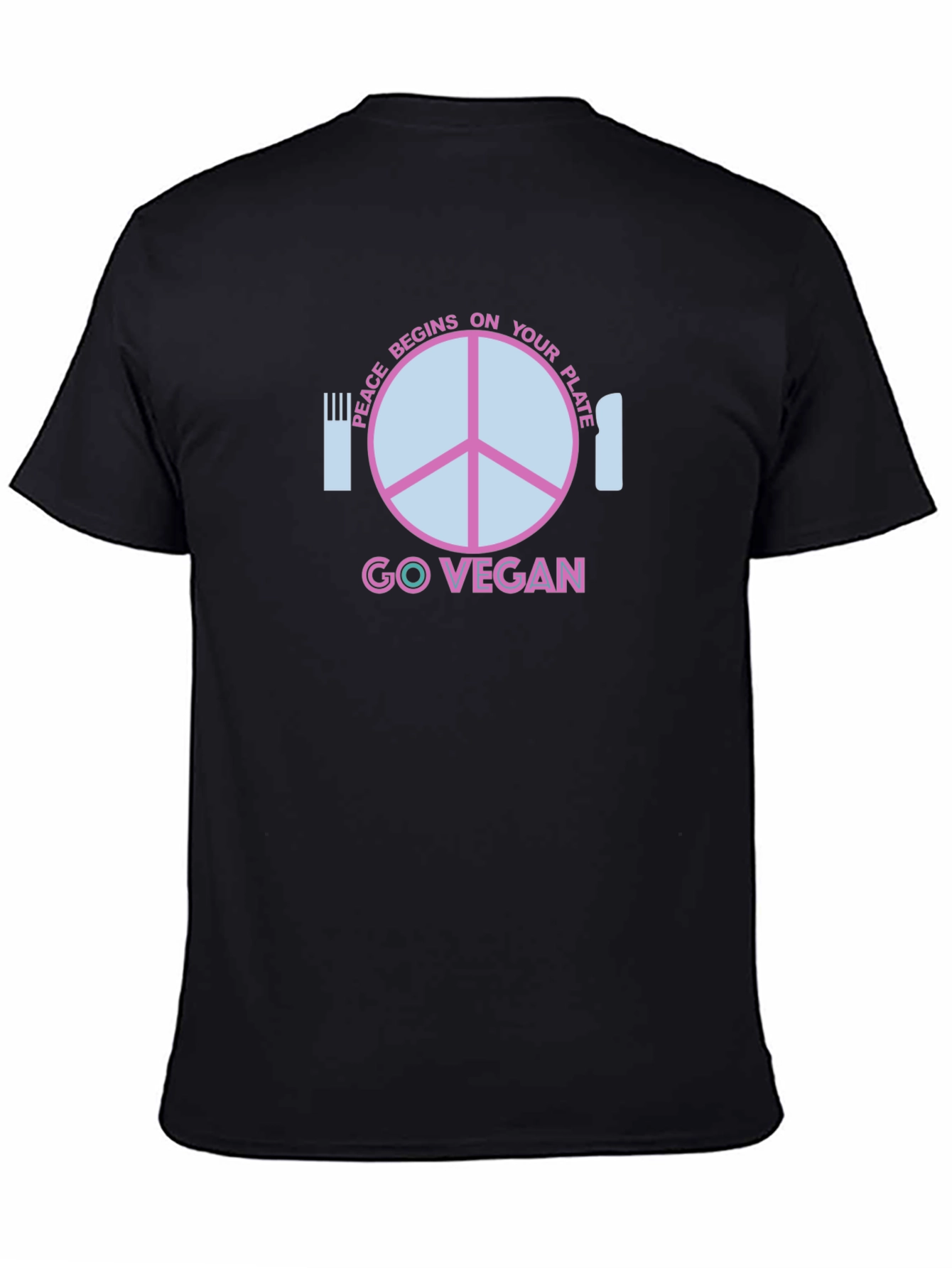Black Go Vegan T-Shirt - Peace Begins On Your Plate view 4