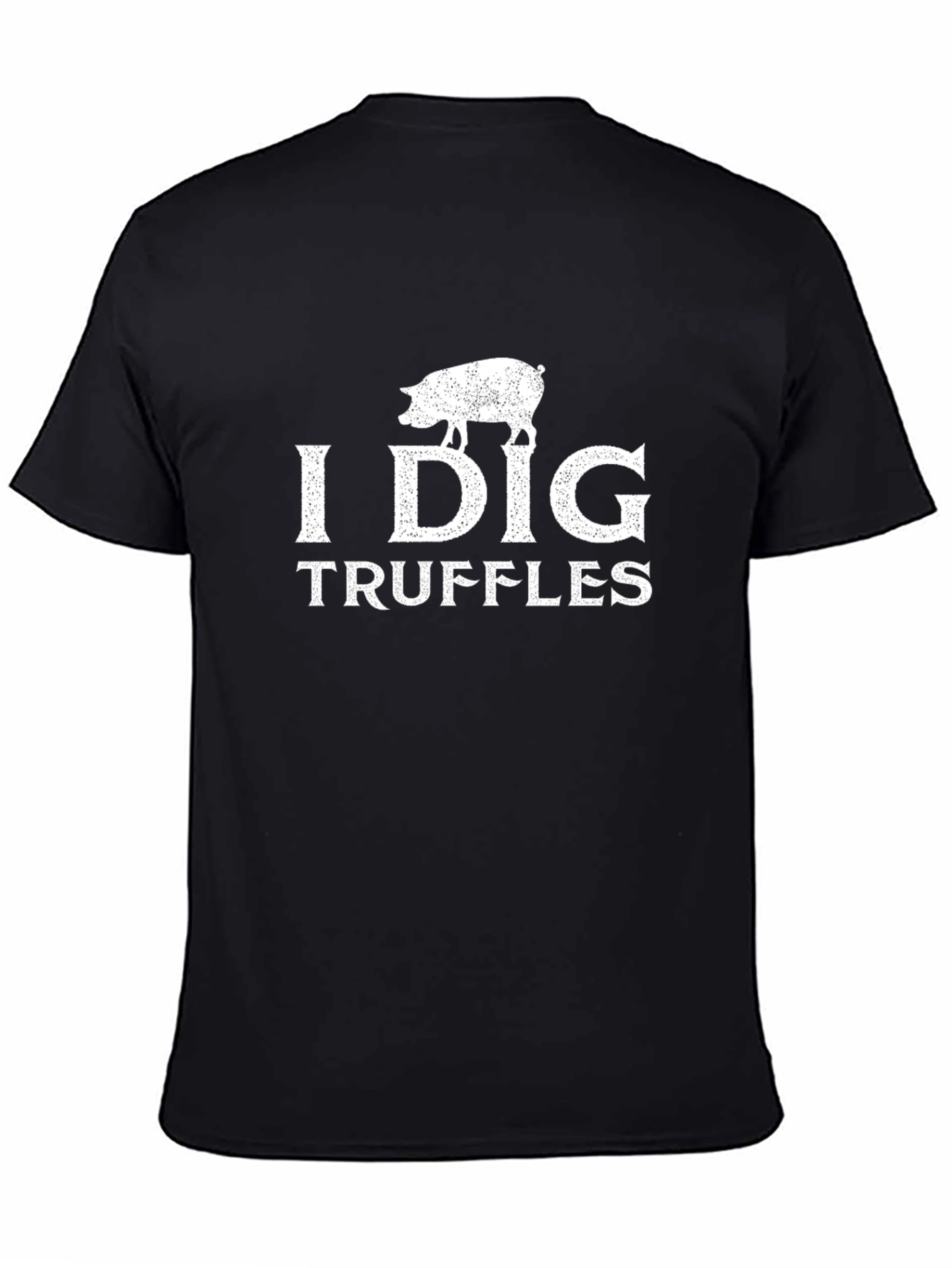 Black I Dig Truffles Pig Graphic Black T-Shirt view 4
