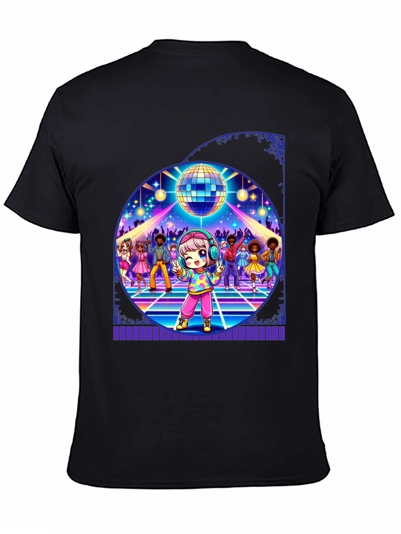 Black Retro Disco Dance T-Shirt view 4